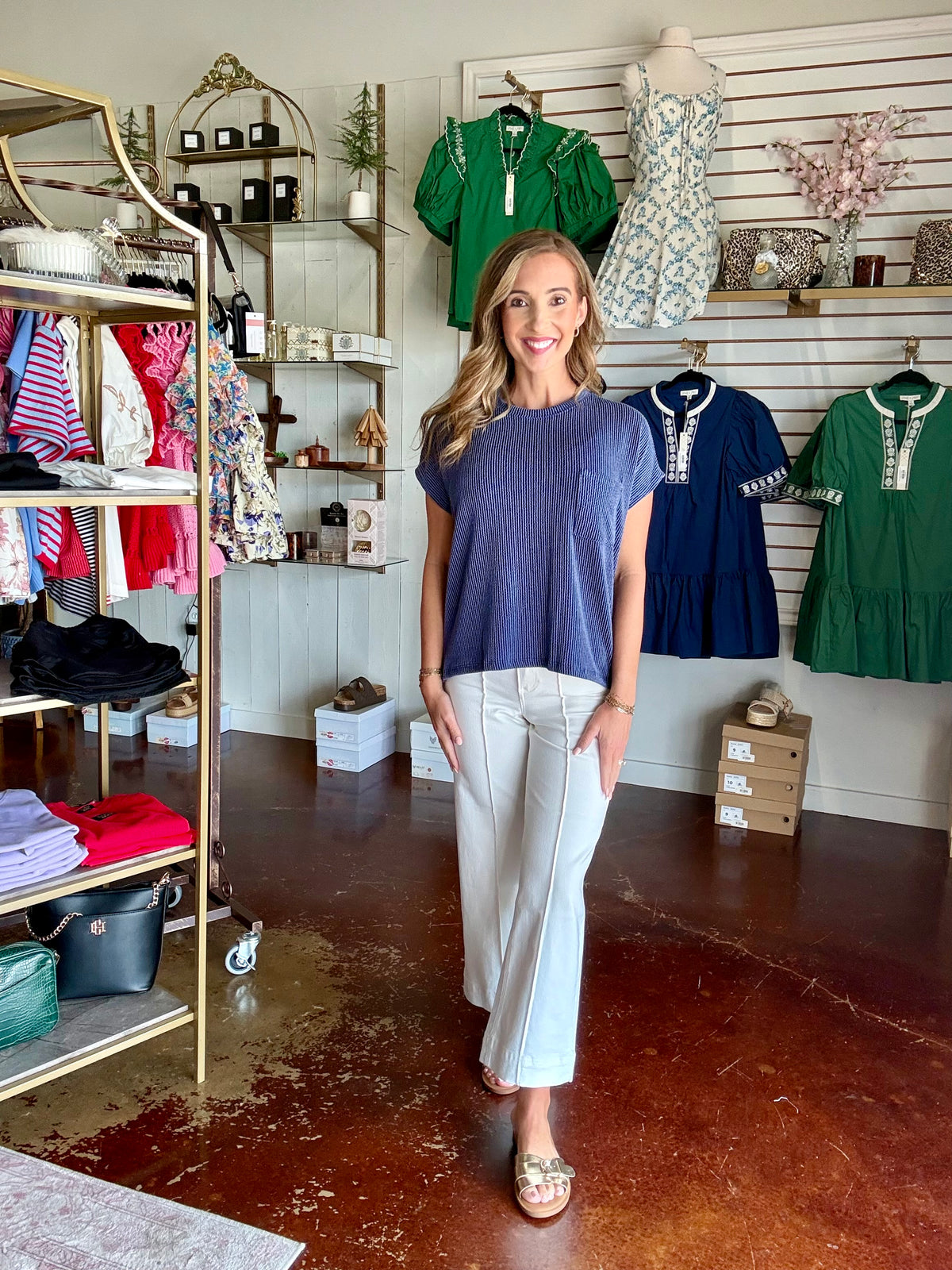 The Navy Marlie Ribbed Top