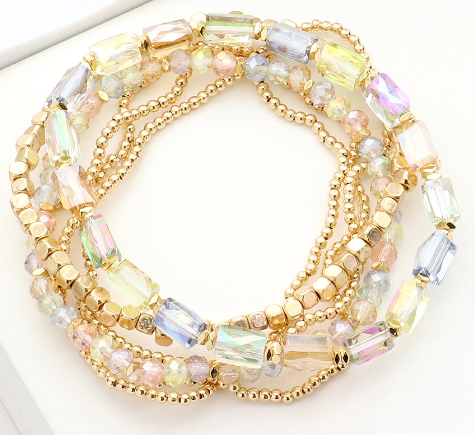 Faceted Beaded Stretch Multi Layered Bracelets