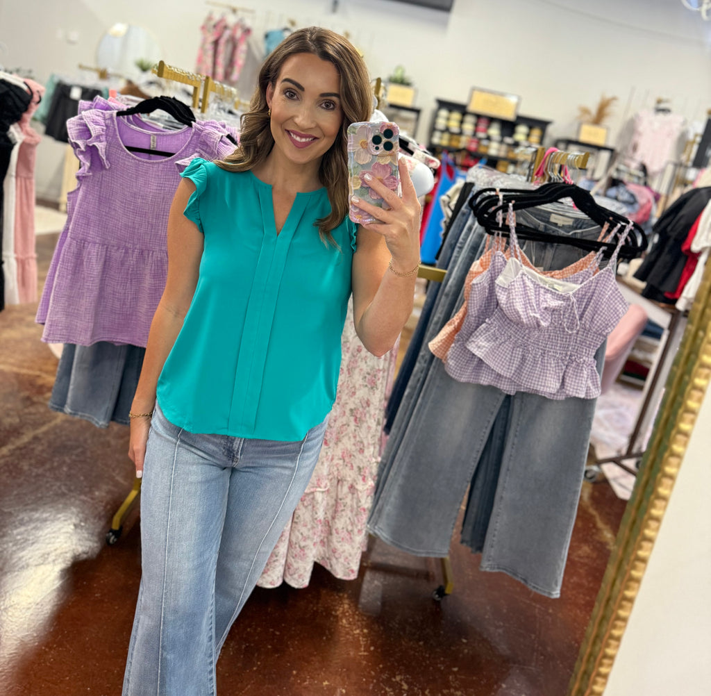 The Split Neck Ruffle Blouse