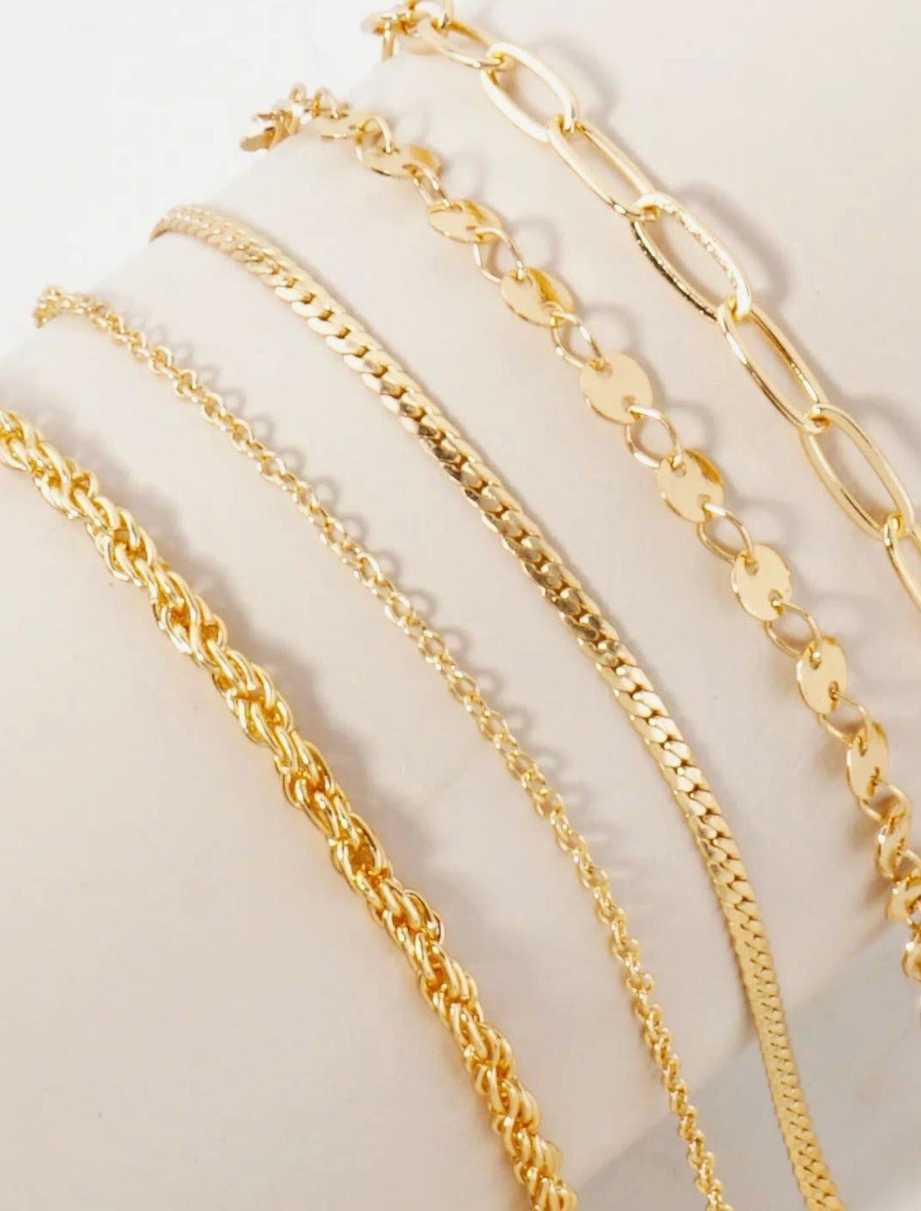 5-Piece Layered Stackable Chain Bracelet