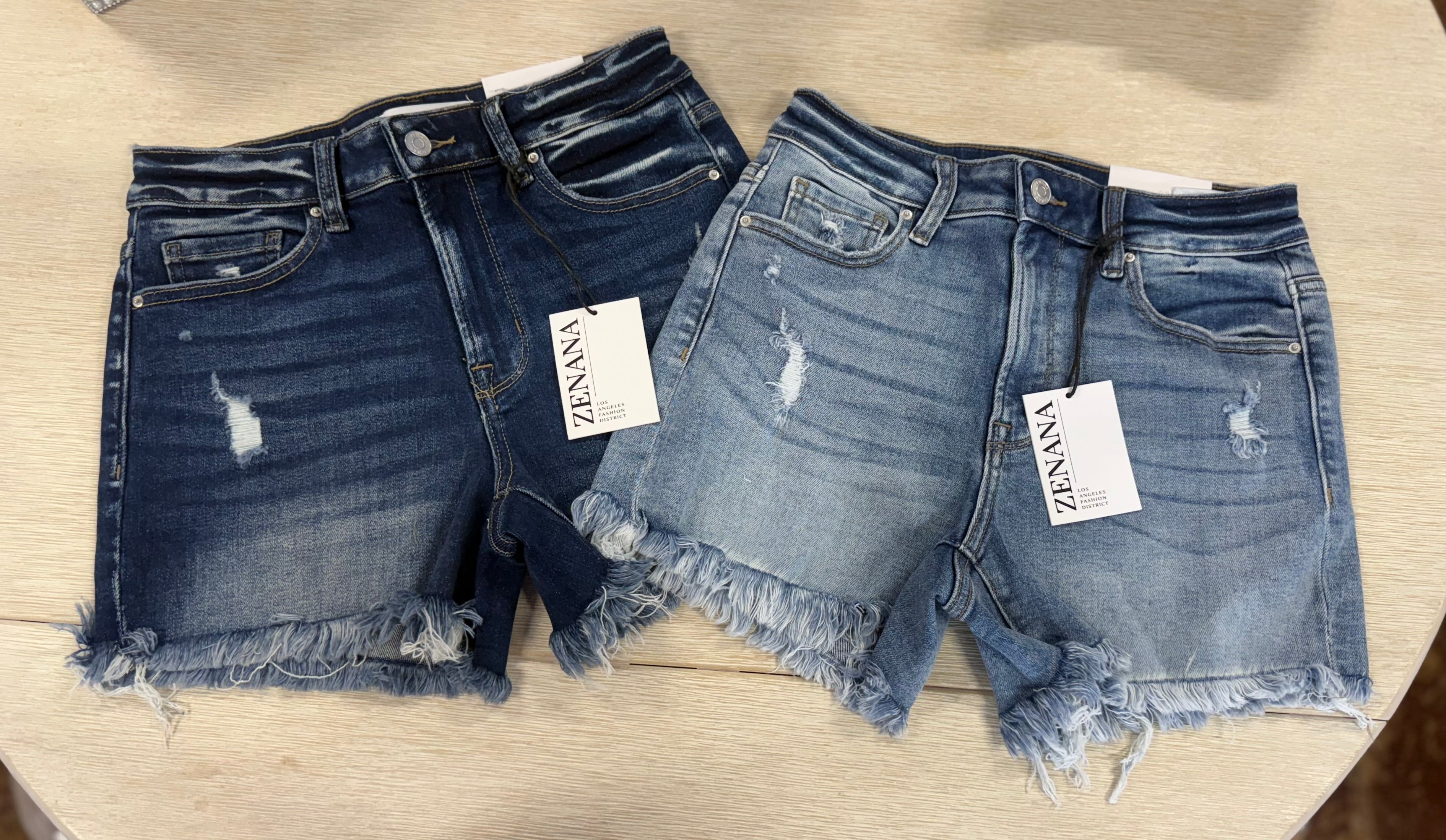 The Zenana Raw Frayed Hem Ripped Denim Shorts