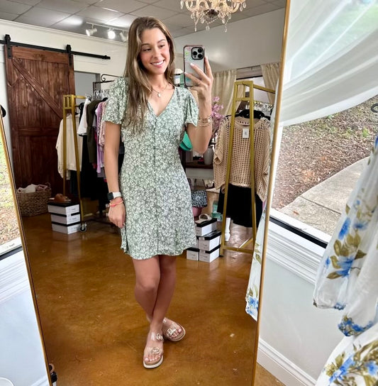 The Light Olive Floral Dress