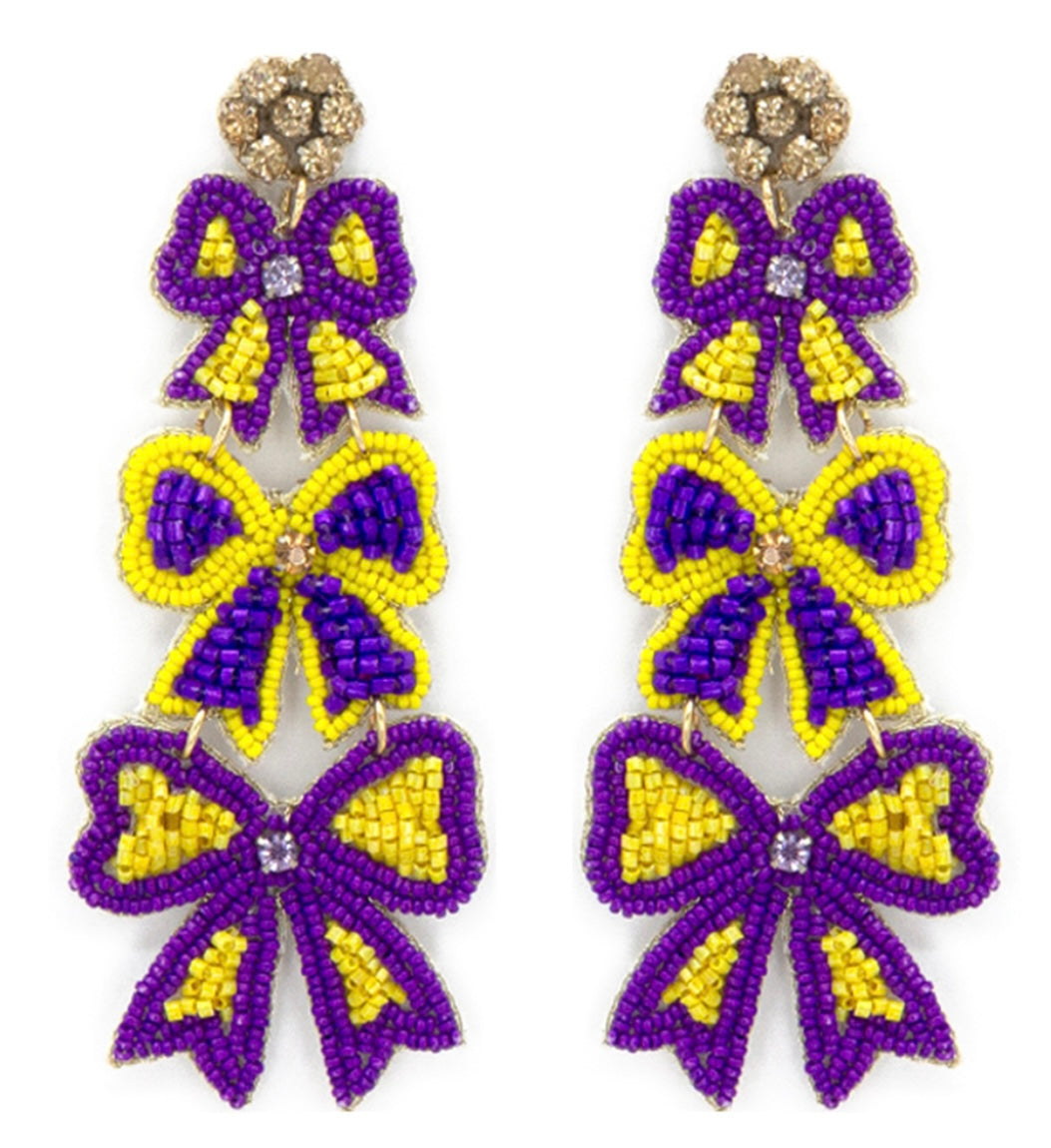 Game Day Bow Beaded Earrings