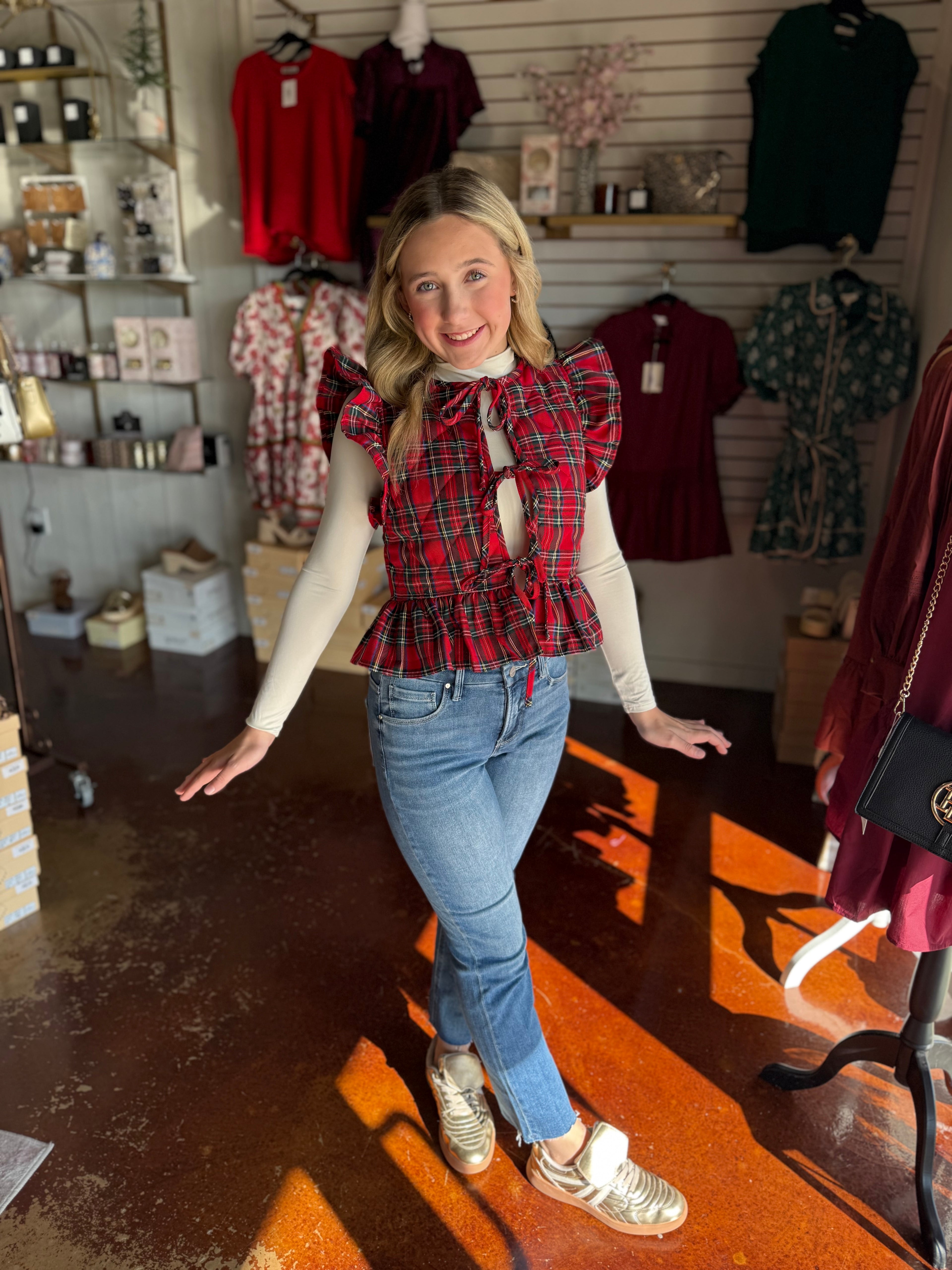 The Plaid Ruffled Quilted Vest