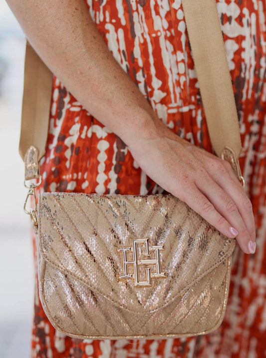 Angela Quilted Crossbody Tan Fleck