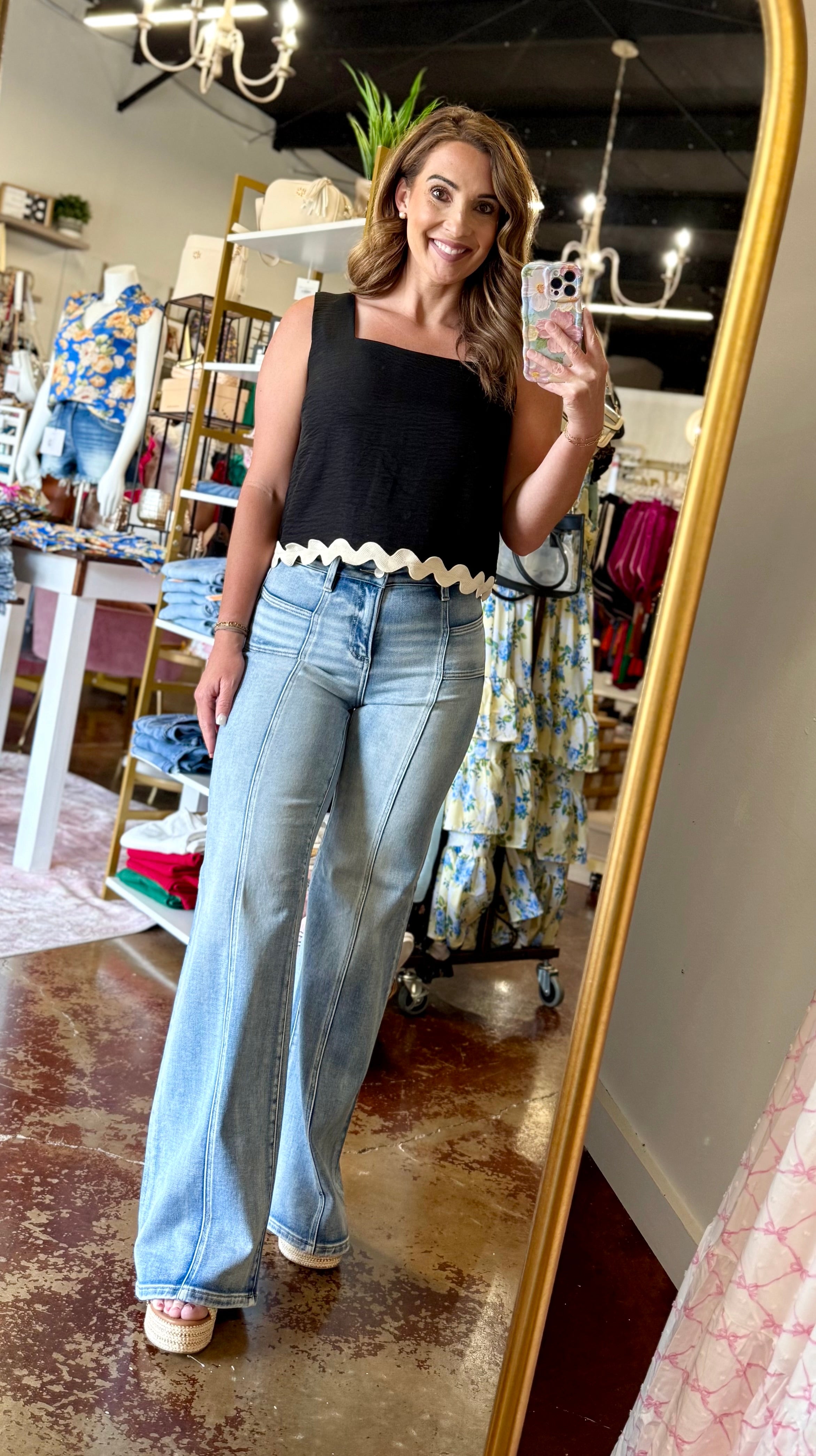 The Risen Mid Rise Jeans with Front Patch Pockets