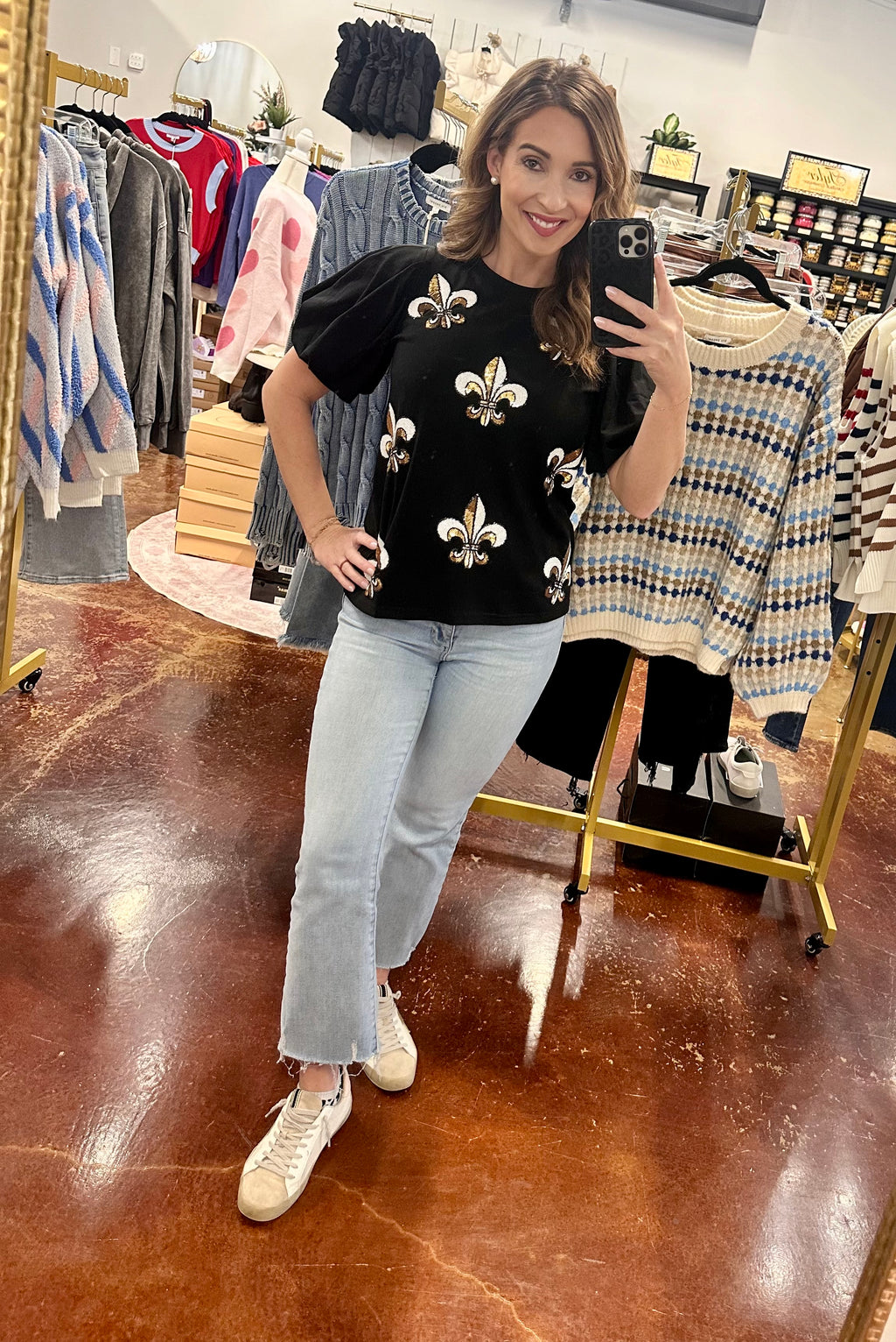 Fleur De Lis Sequin Top