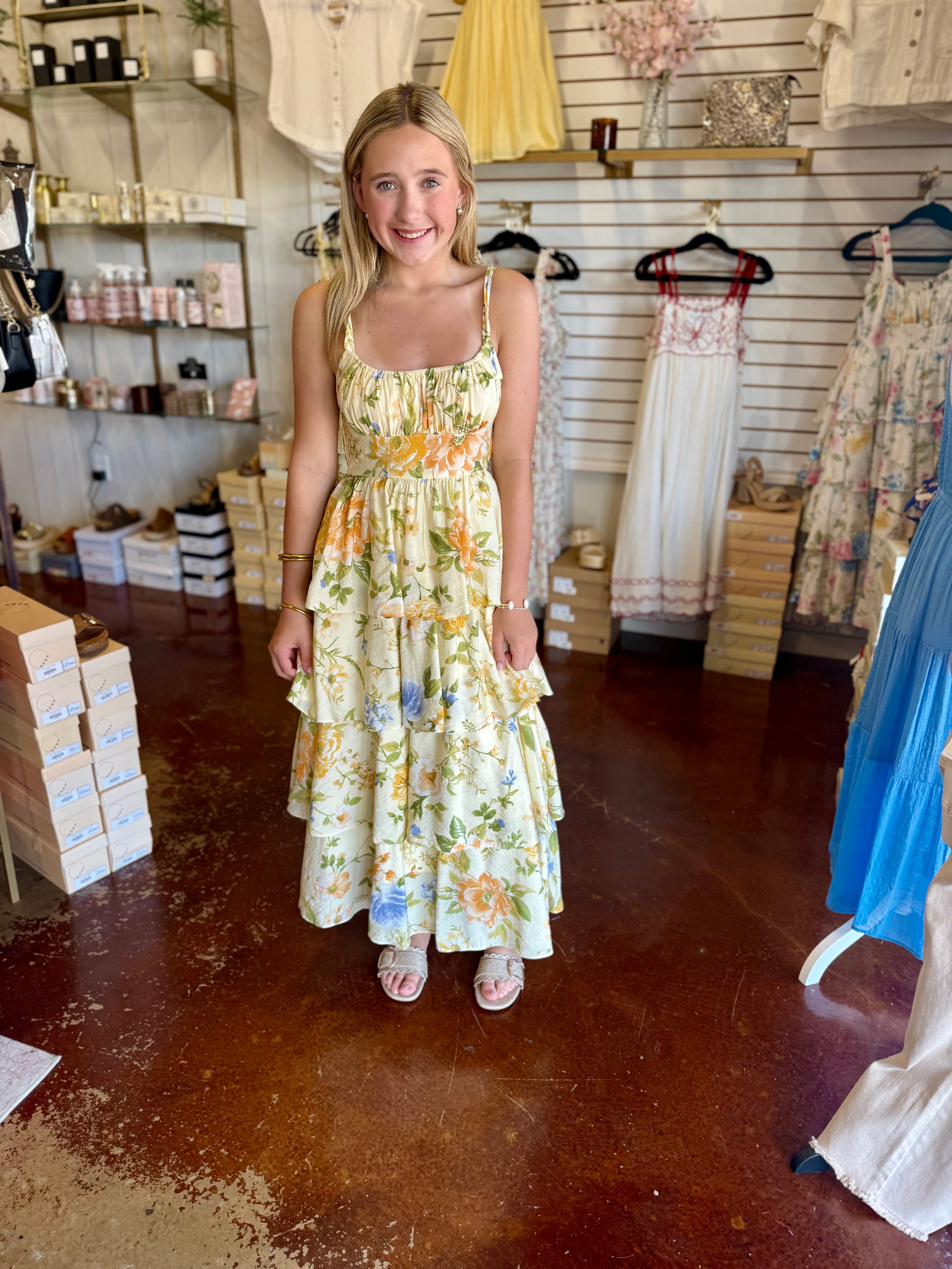 The Yellow Ava Rose Floral Dress