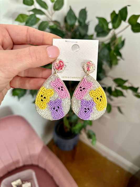 Peep Easter Egg Beaded Earrings