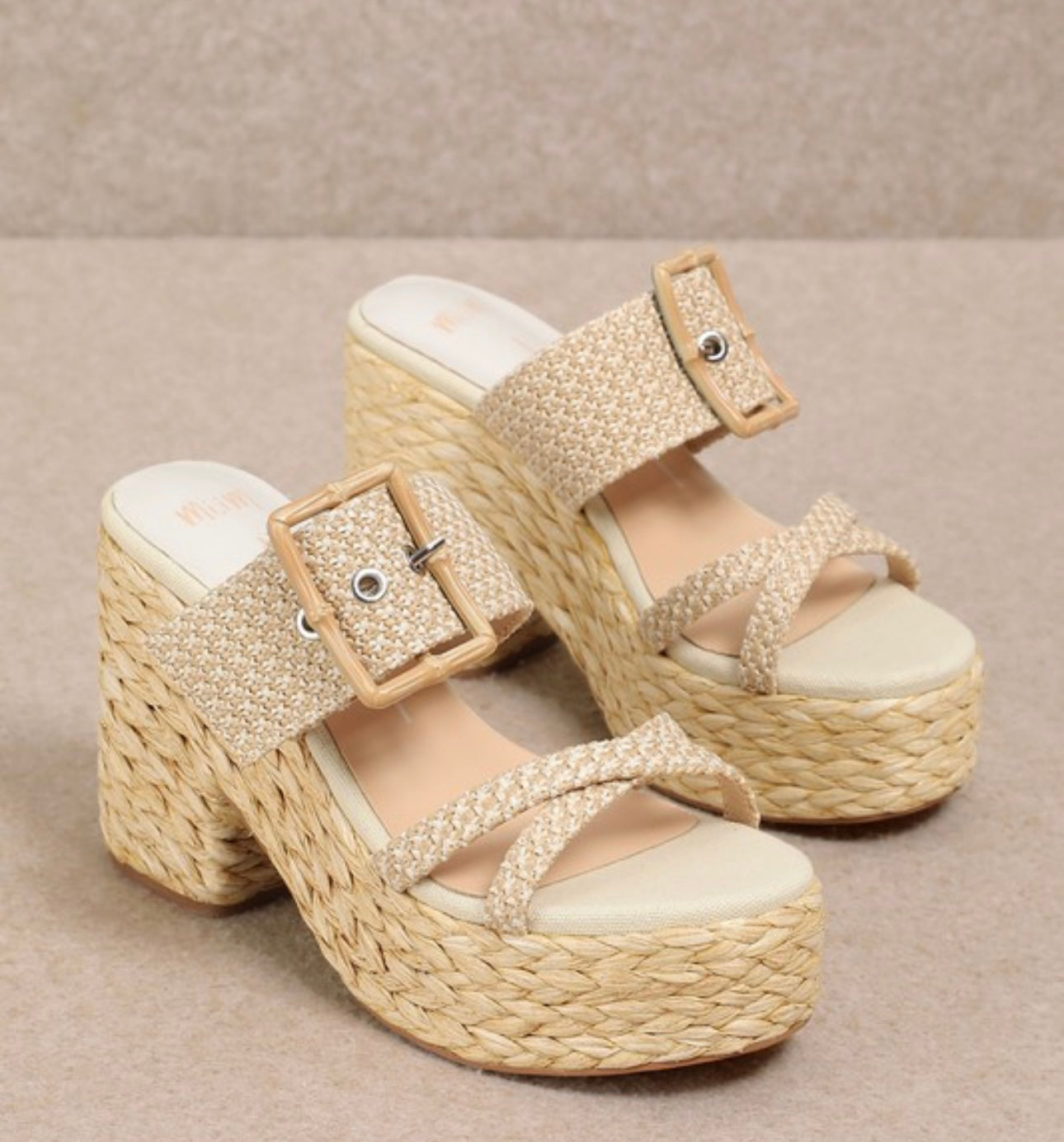 The Kimberely Raffia Chunky Heels
