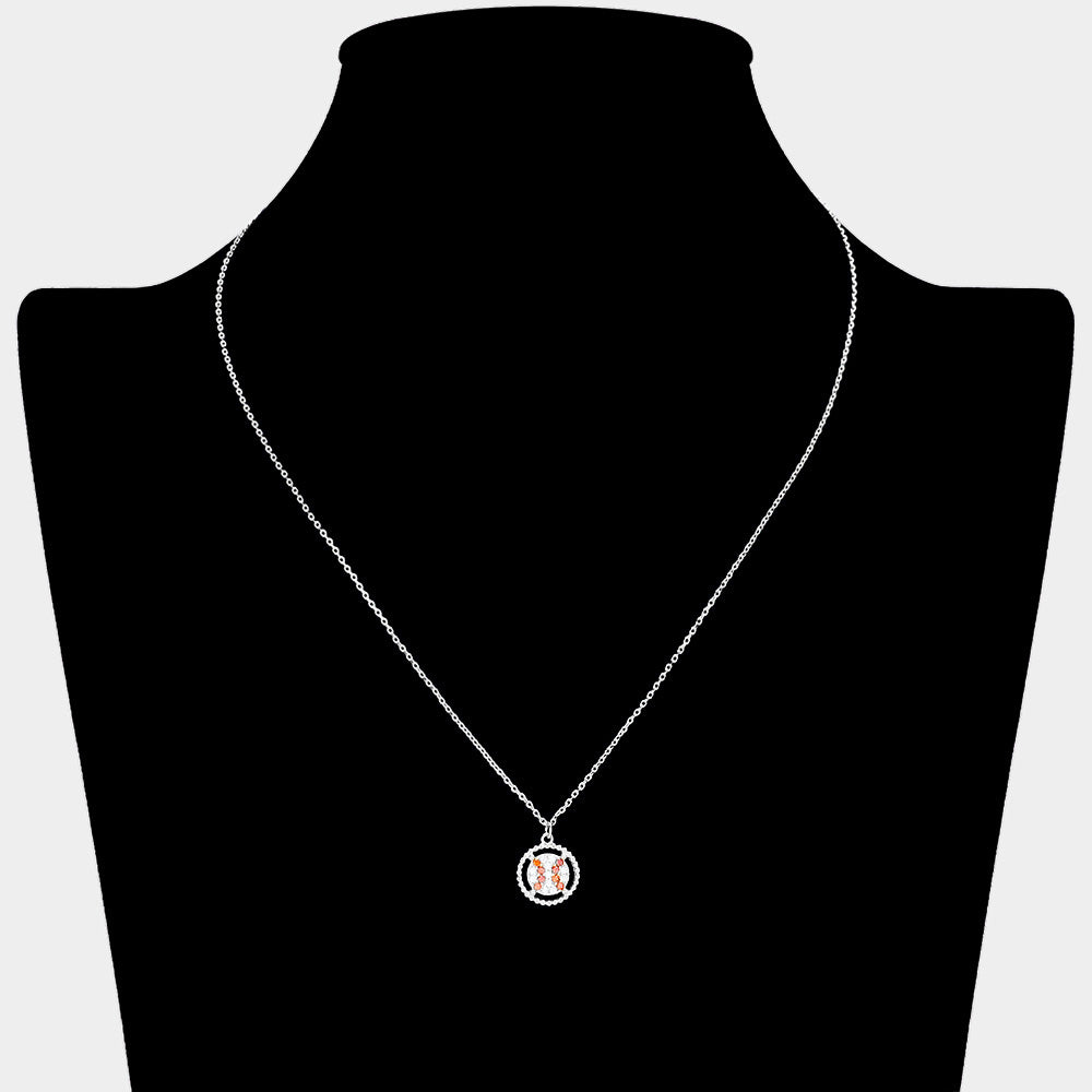 Rhinestone Paved Baseball Necklace