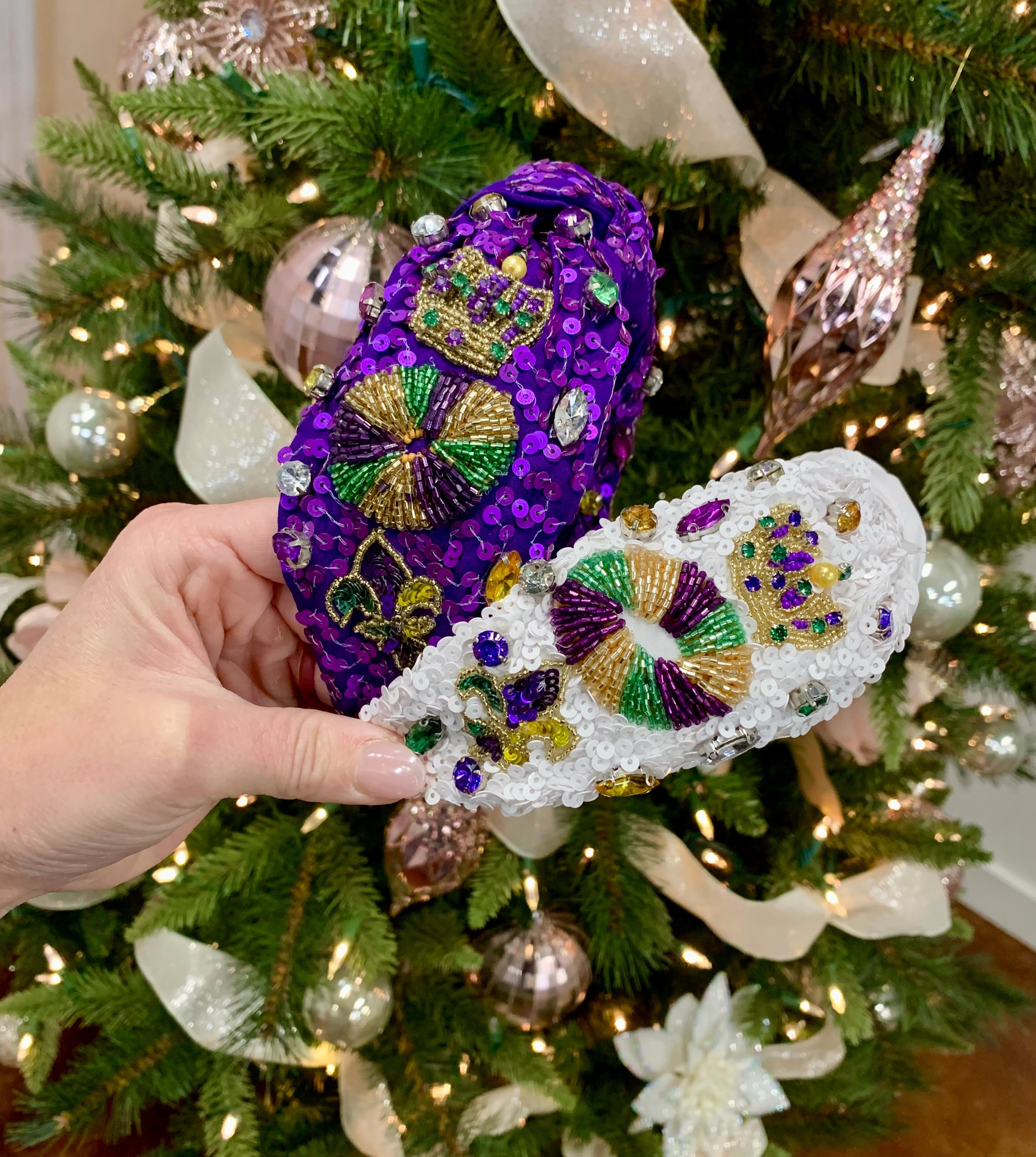 MARDI GRAS JEWELED TOP KNOT HEADBAND