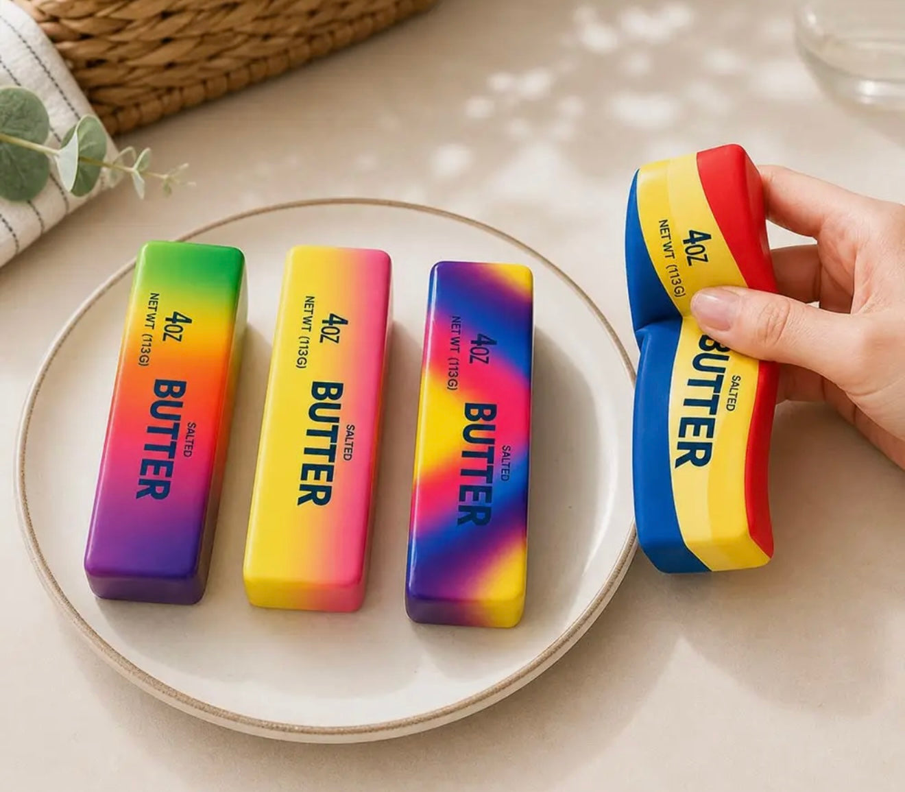 Rainbow Butter Bar Squishy Stress Relief Toy