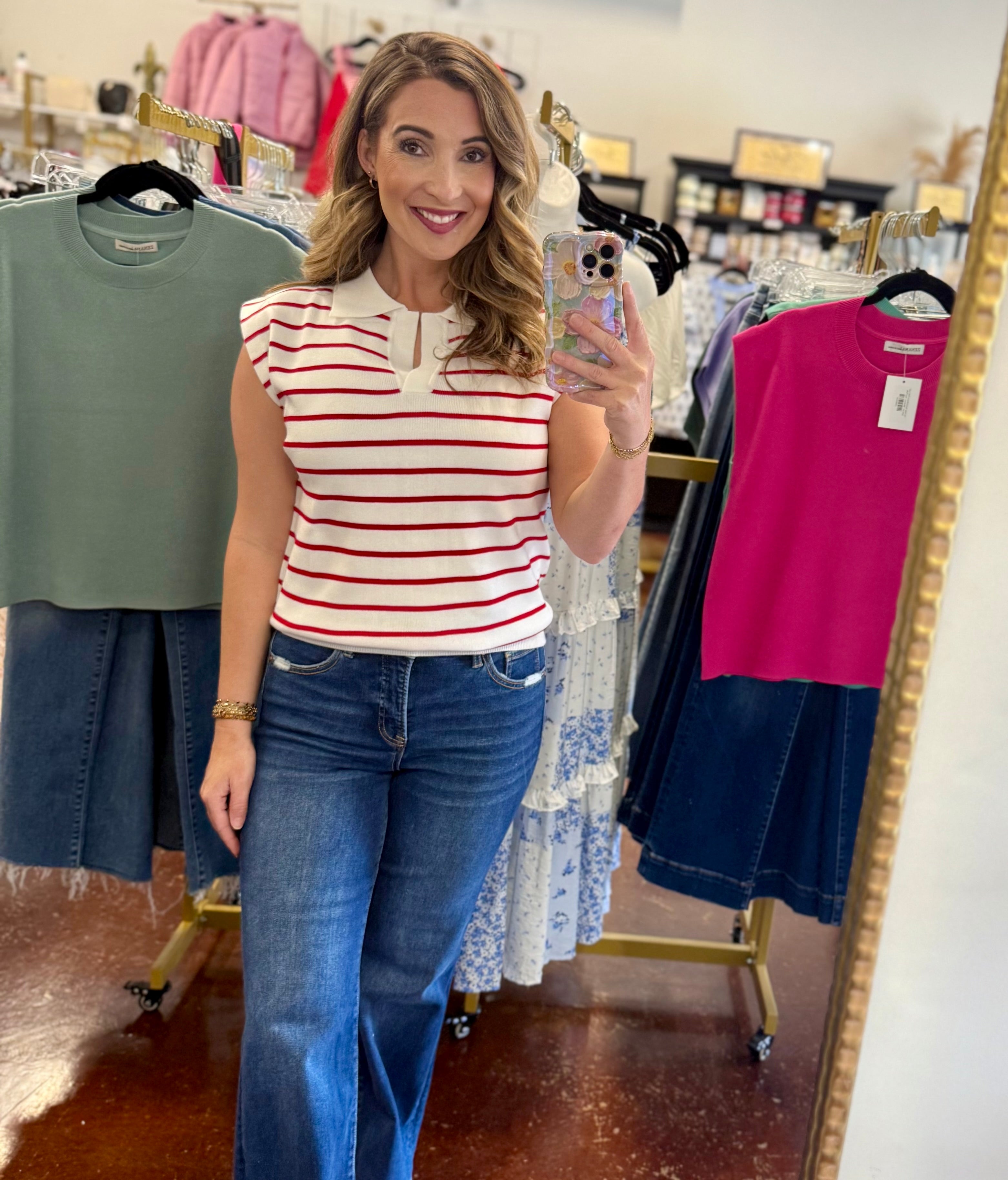 The Striped Collared Sweater Vest Top