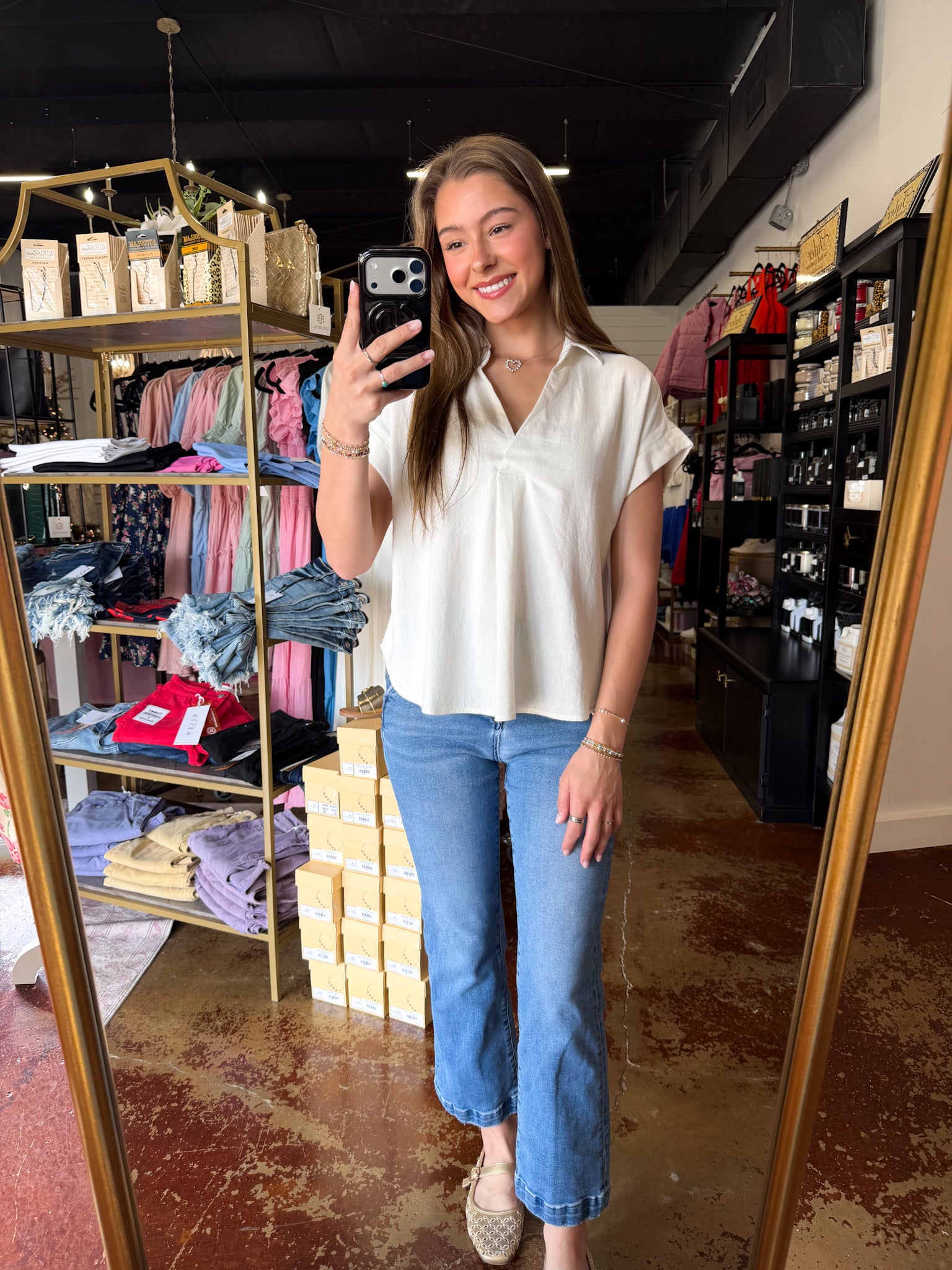 The Collared Split Neck Cuff Sleeve Linen Top