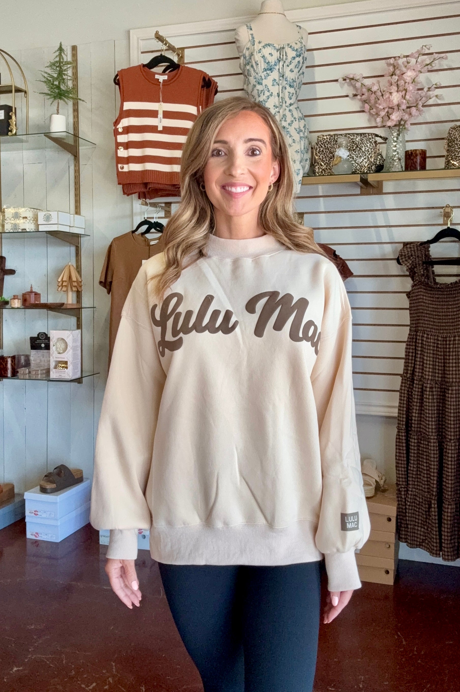 The Sand Beige Lulu Mac Script Pullover