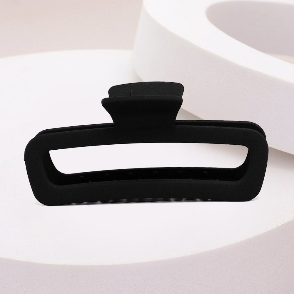 Black Solid Open Rectangle Hair Claw Clip