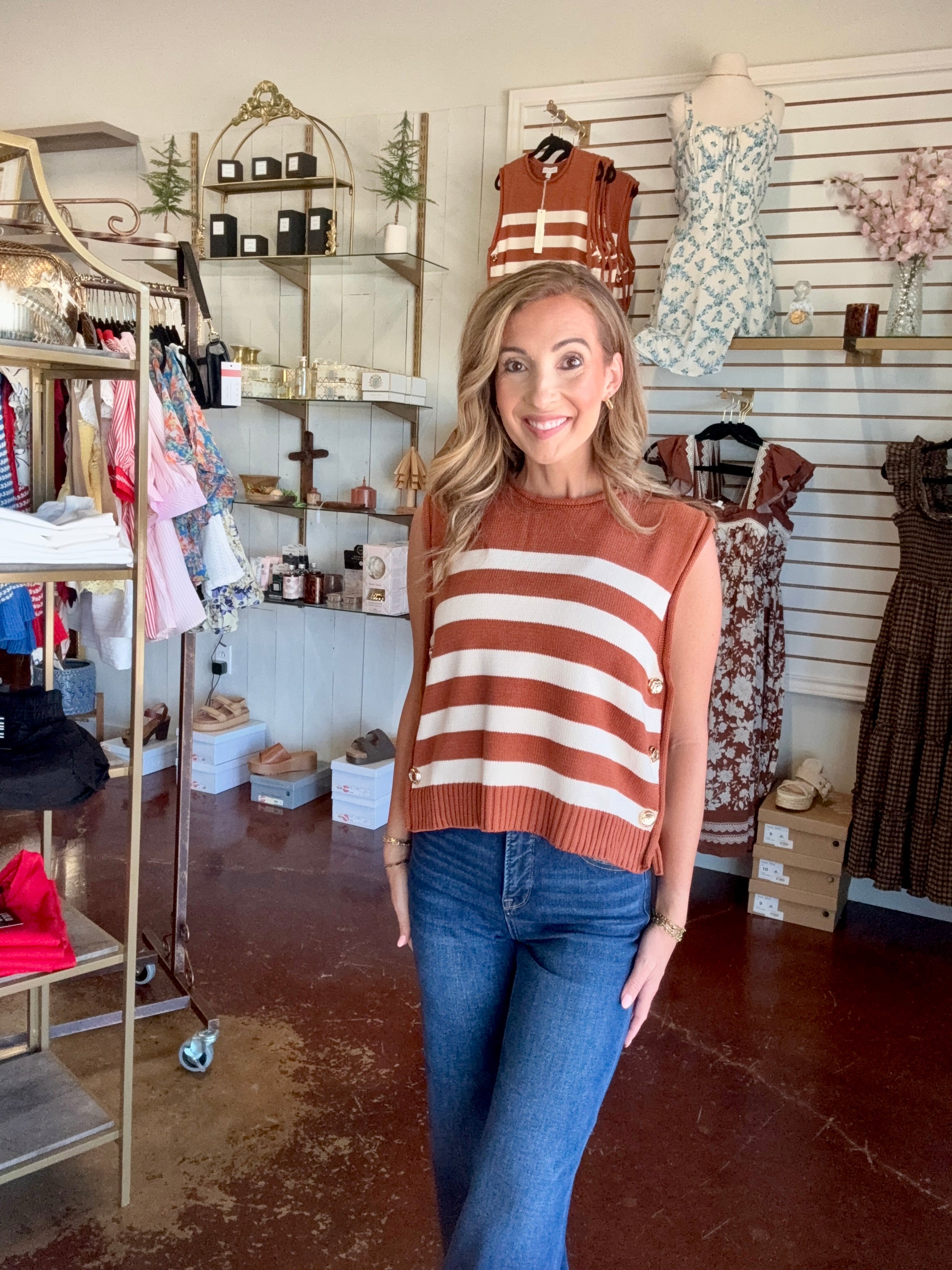 The Caramel Sleeveless Sweater Top