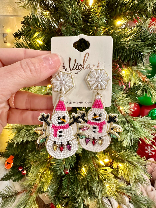 Christmas Light Snowman Earrings