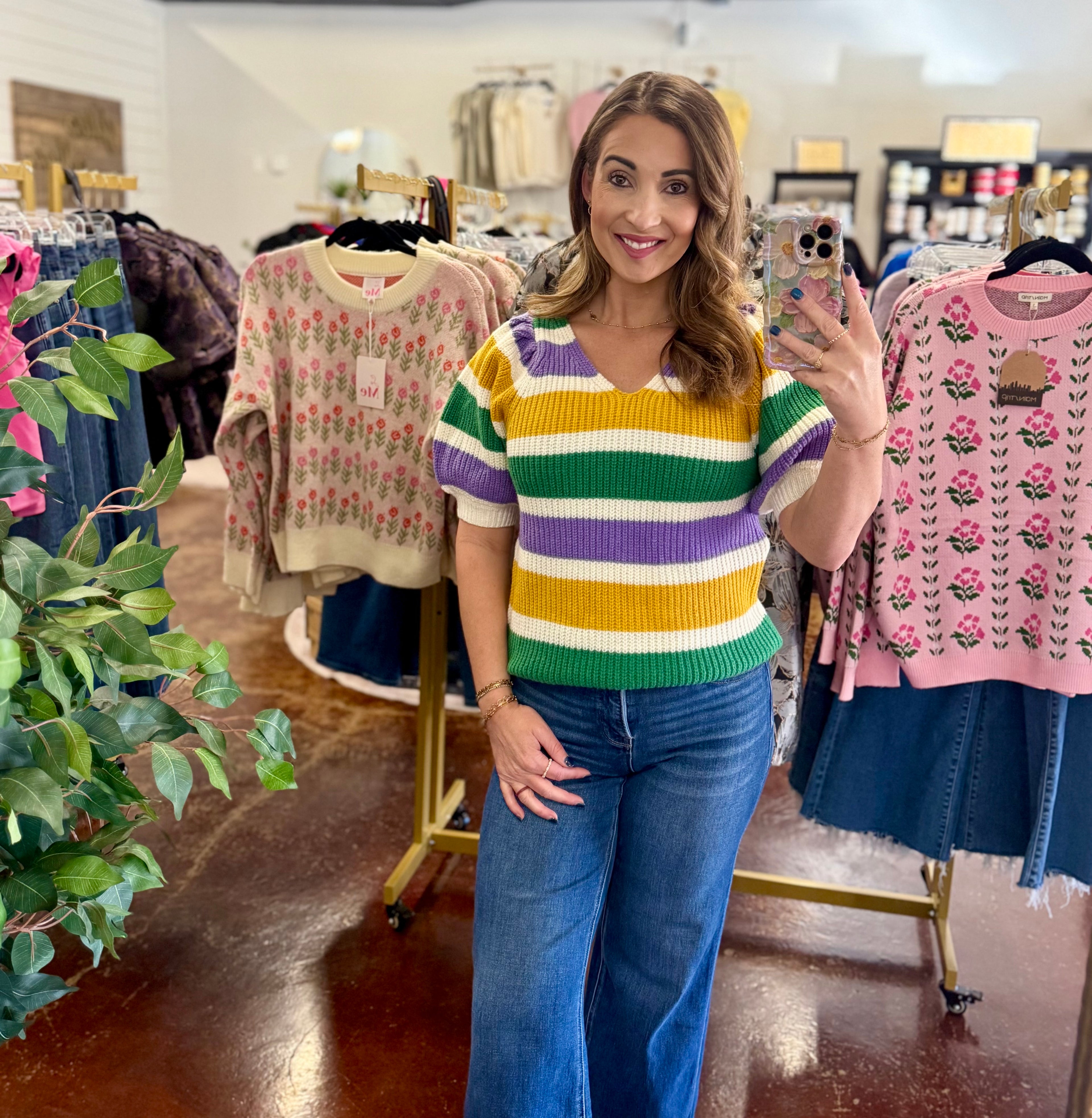 The Mardi Gras Puff Sleeve Sweater