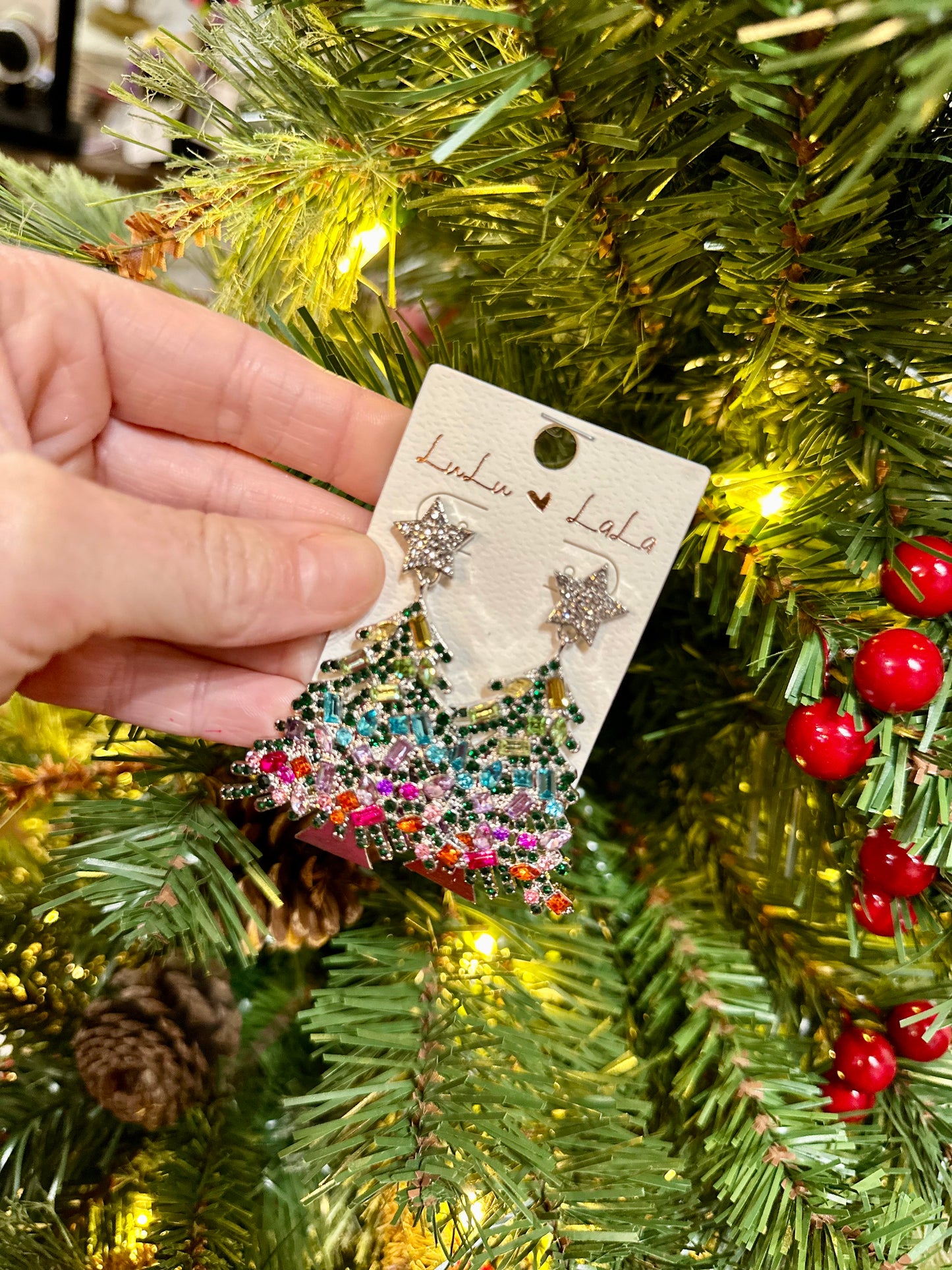 Christmas Tree Stone Earrings