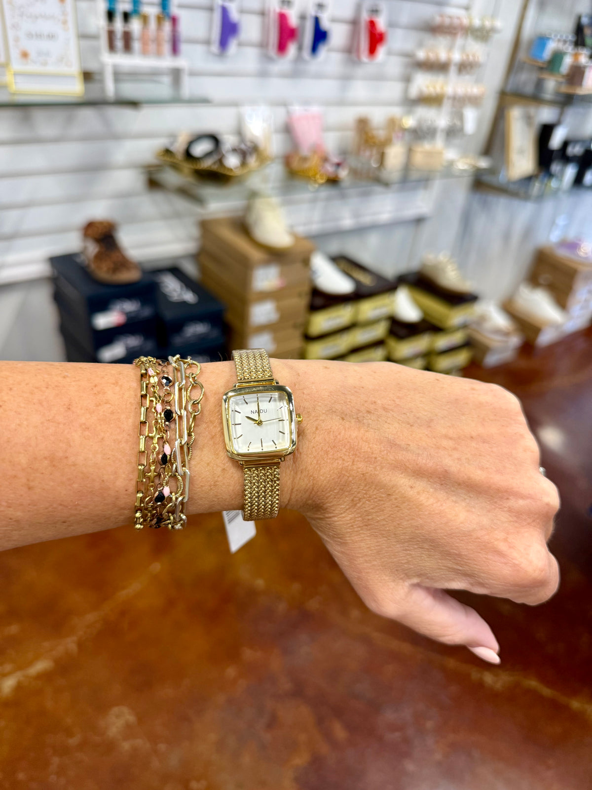 The Square Face Mesh Band Watch