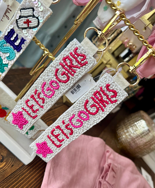 Let's Go Girls Sequin Beaded Keychain