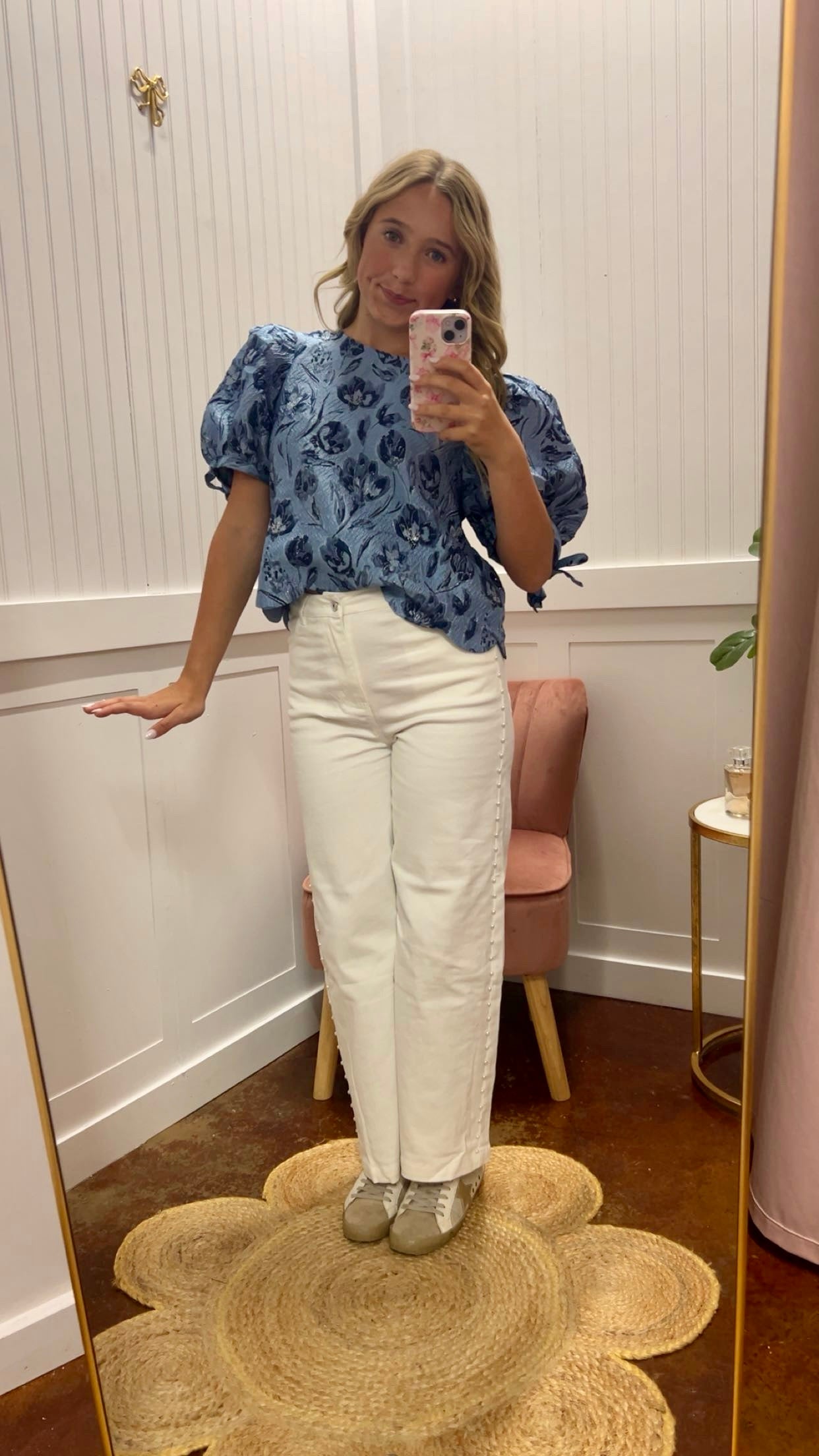 The White Elegant Pearl Denim Pants