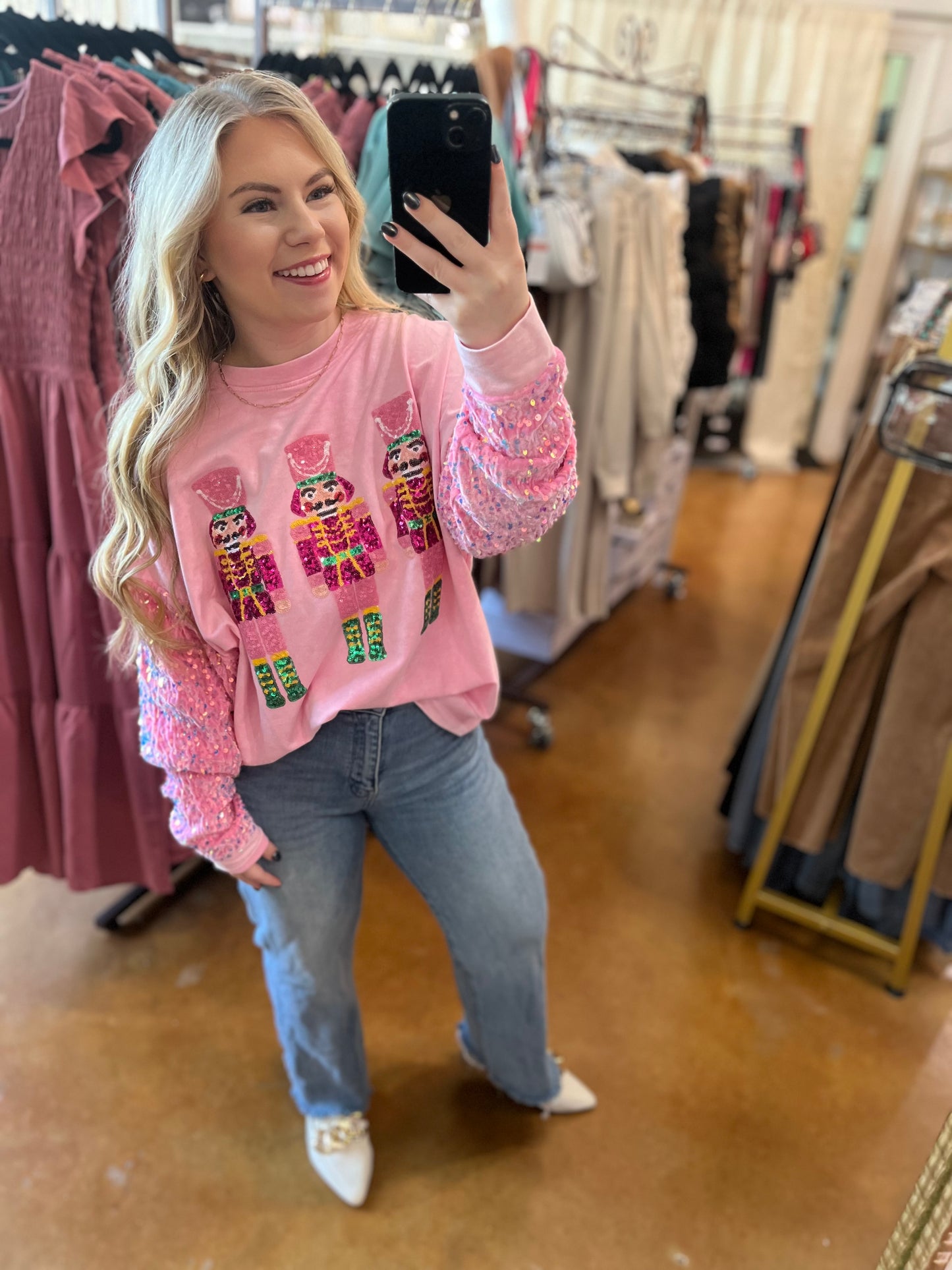 The Pink Sequin Nutcracker Pullover