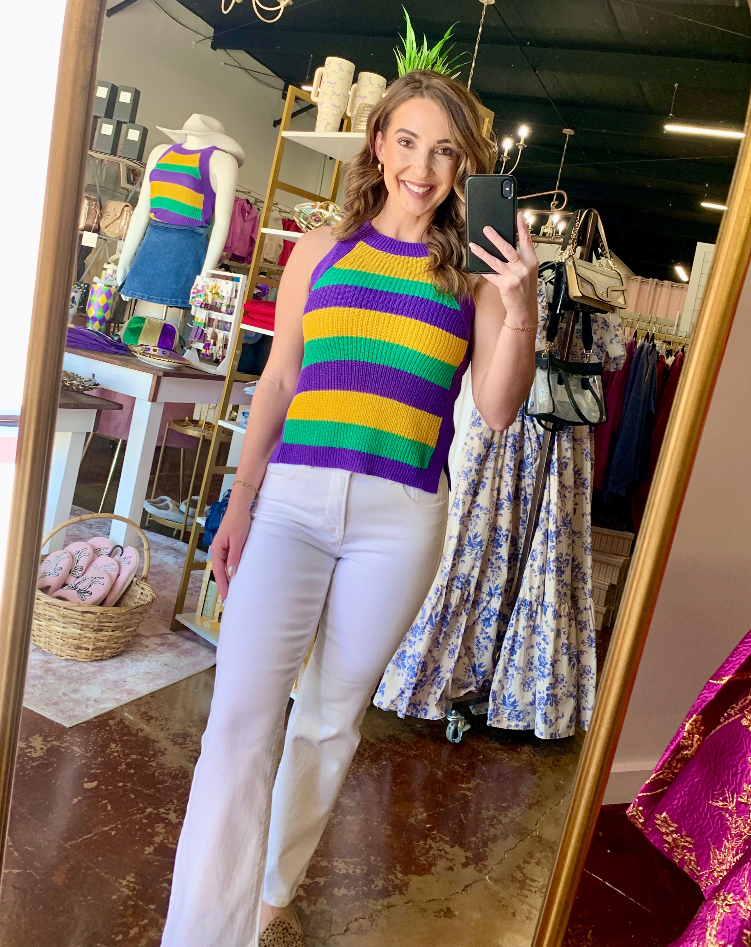 The Mardi Gras Halter Sweater Top