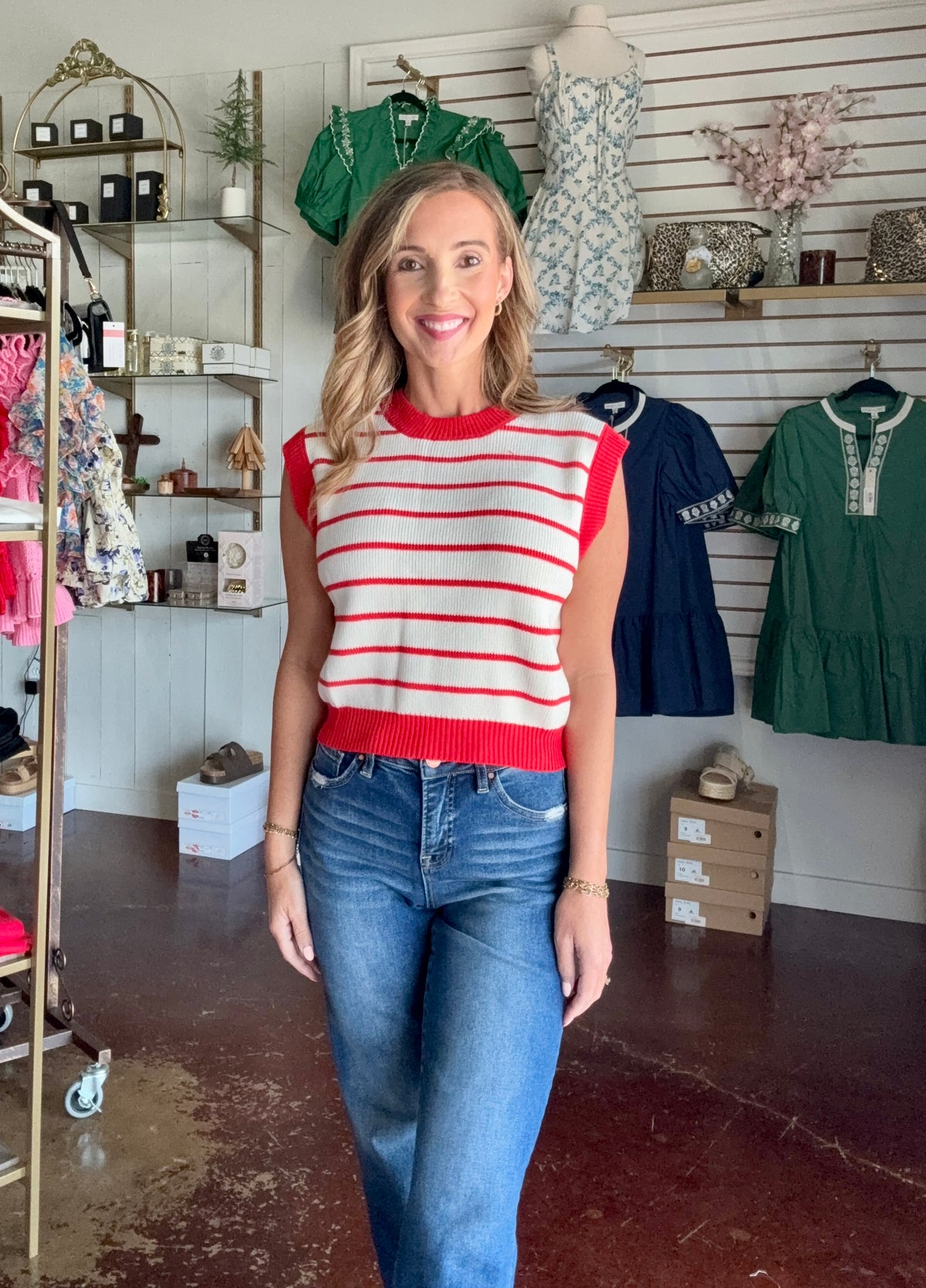 The Red Striped Sutton Top