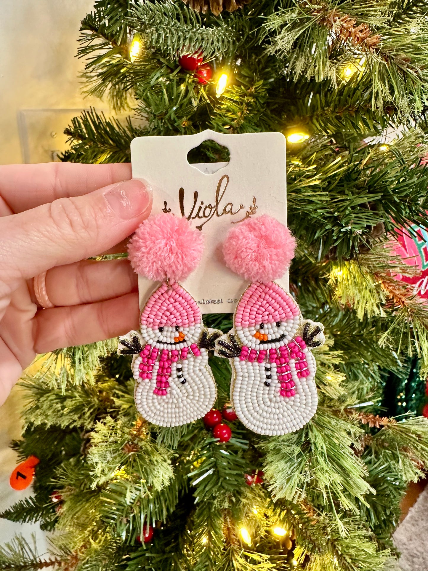 Snowman Beaded Earrings