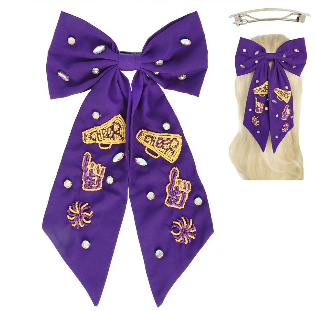 Game Day Cheer Beaded Hair Bow