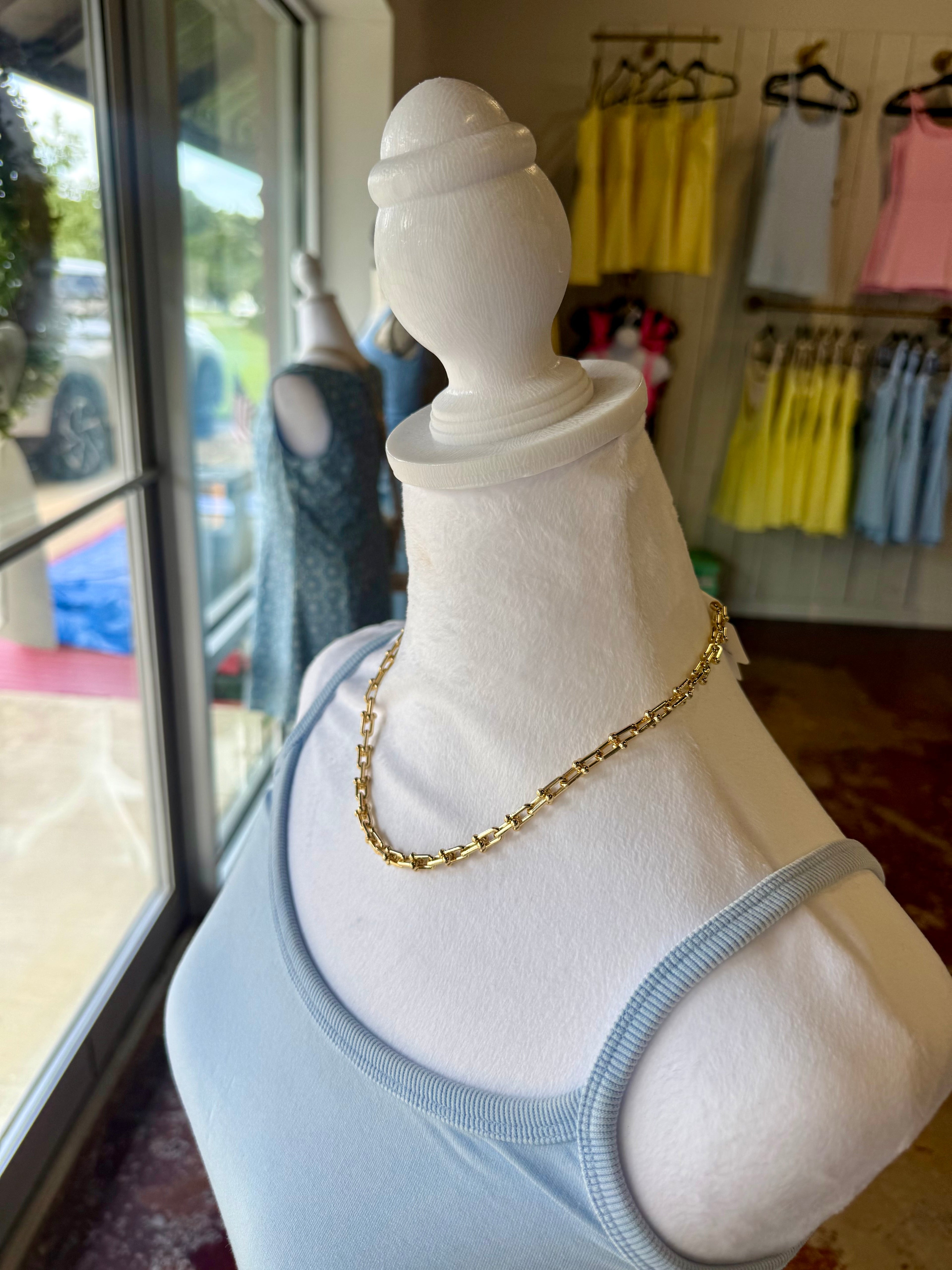 18K Gold Dipped 18 Inch Small Hardwear Link Chain Necklace