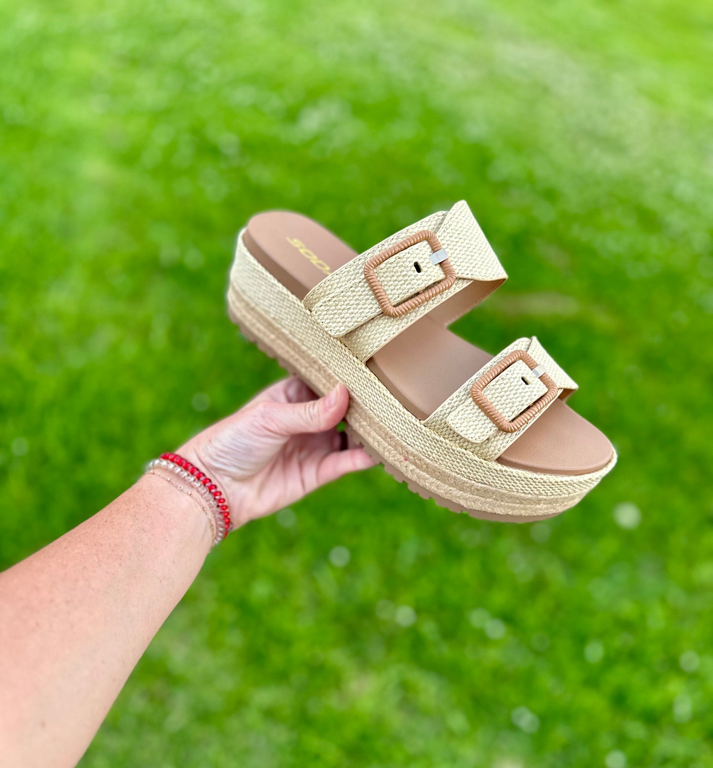 The Natural Raffia Wedge Sandals