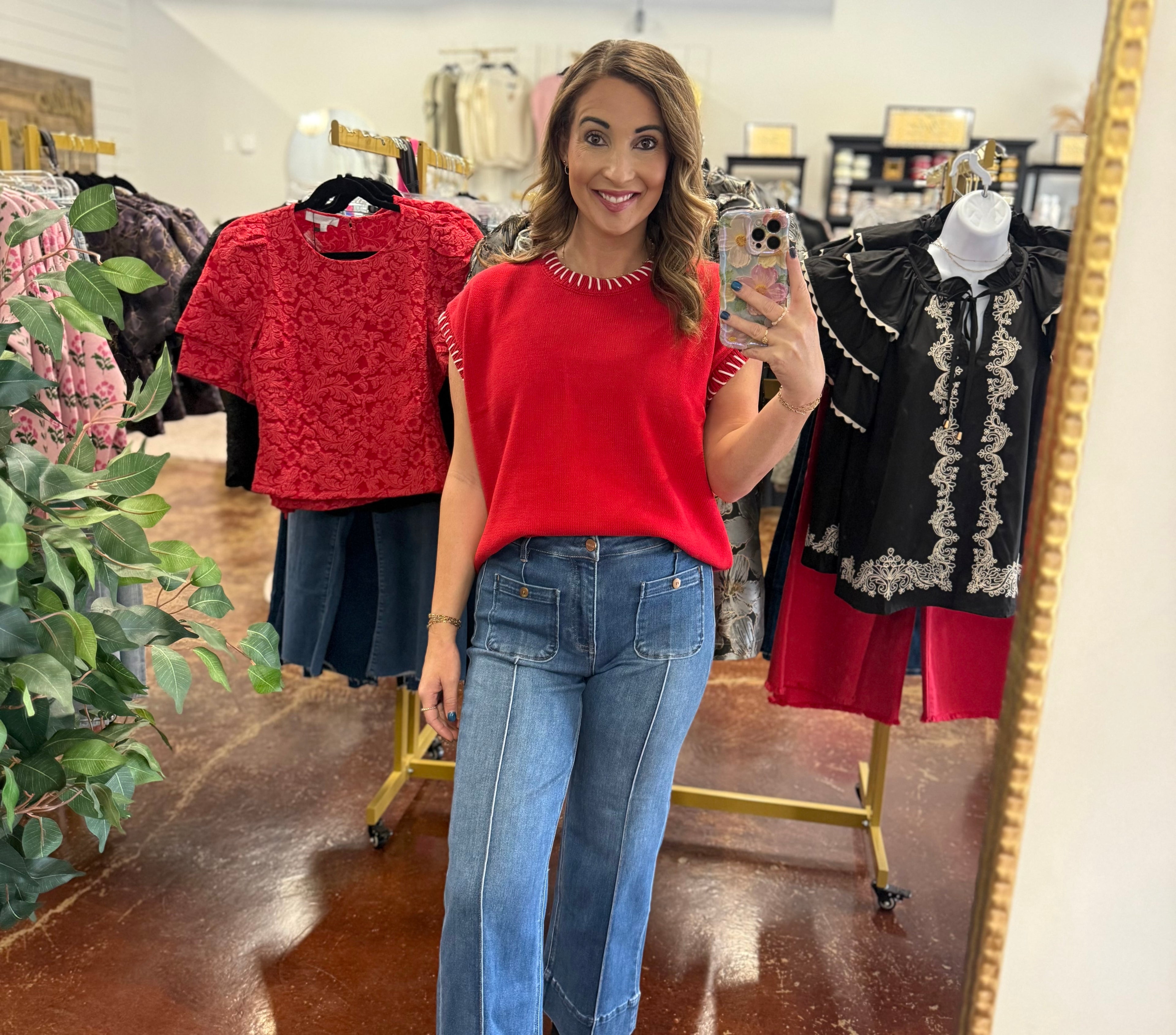 The Ruby Stitched Detail Top