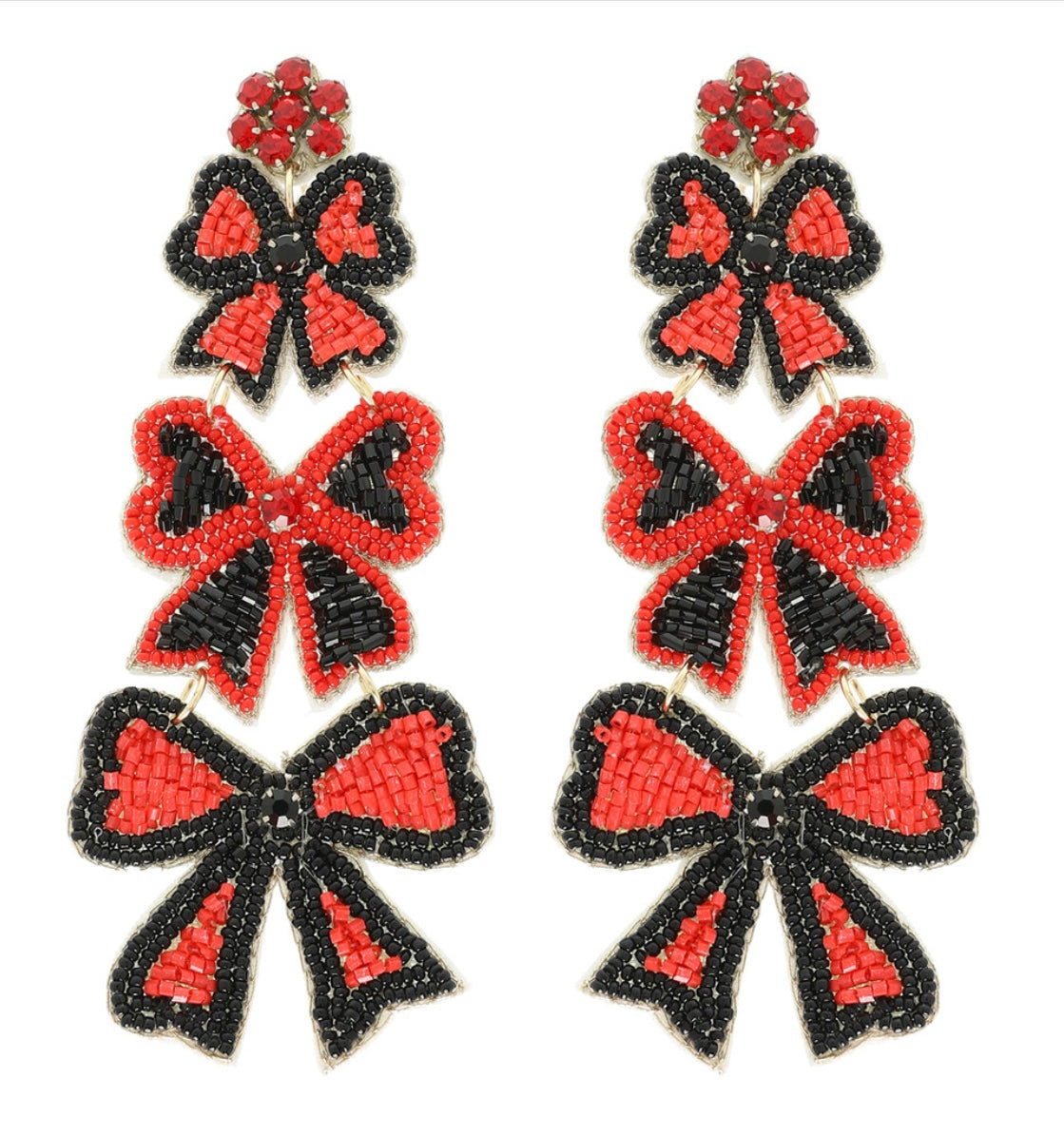 Game Day Bow Beaded Earrings