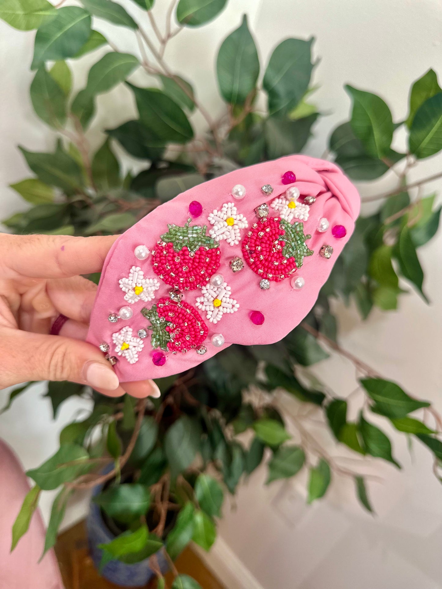 Strawberry Beaded Headband