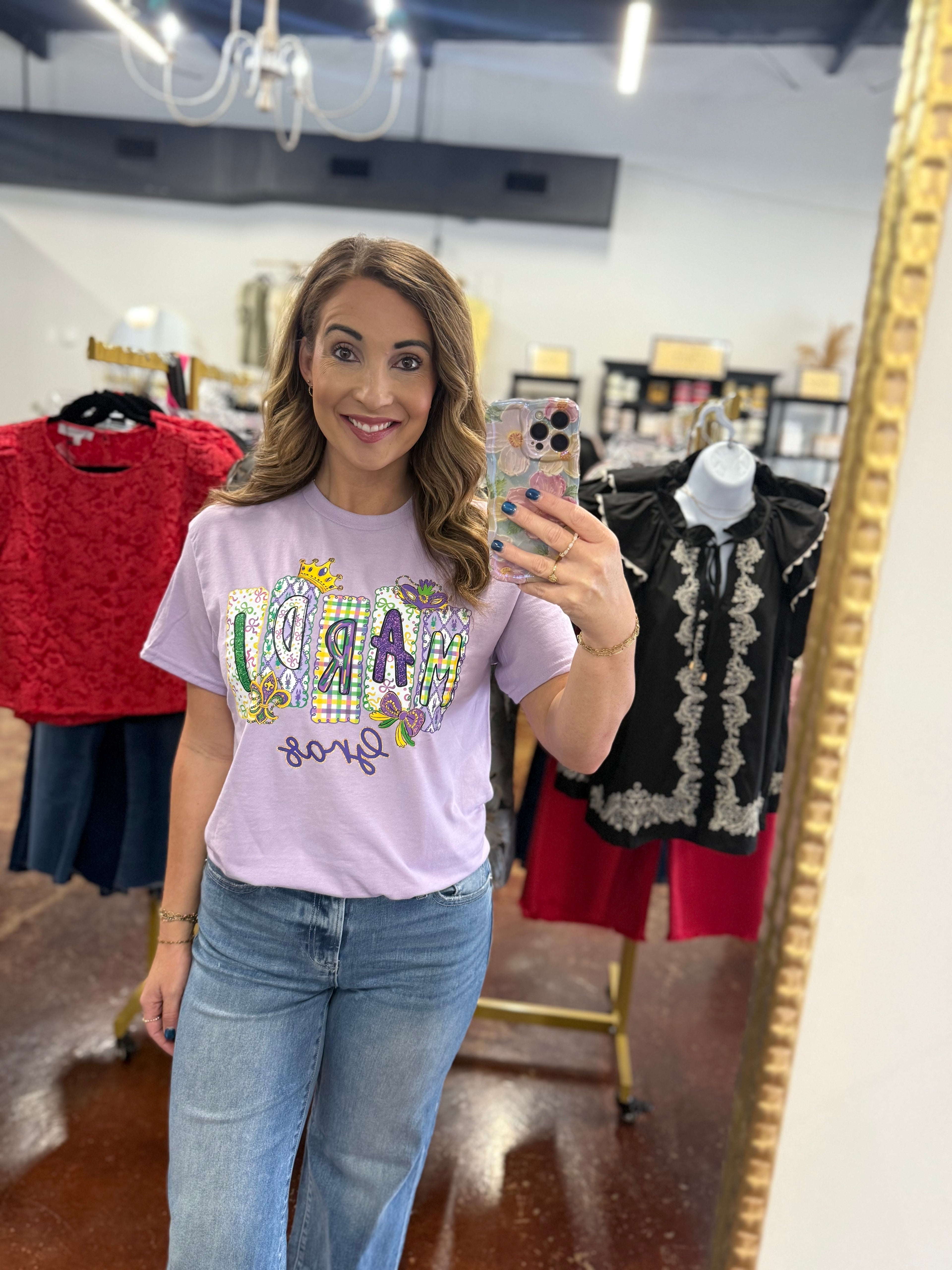 Lavender Mardi Gras Graphic Tee