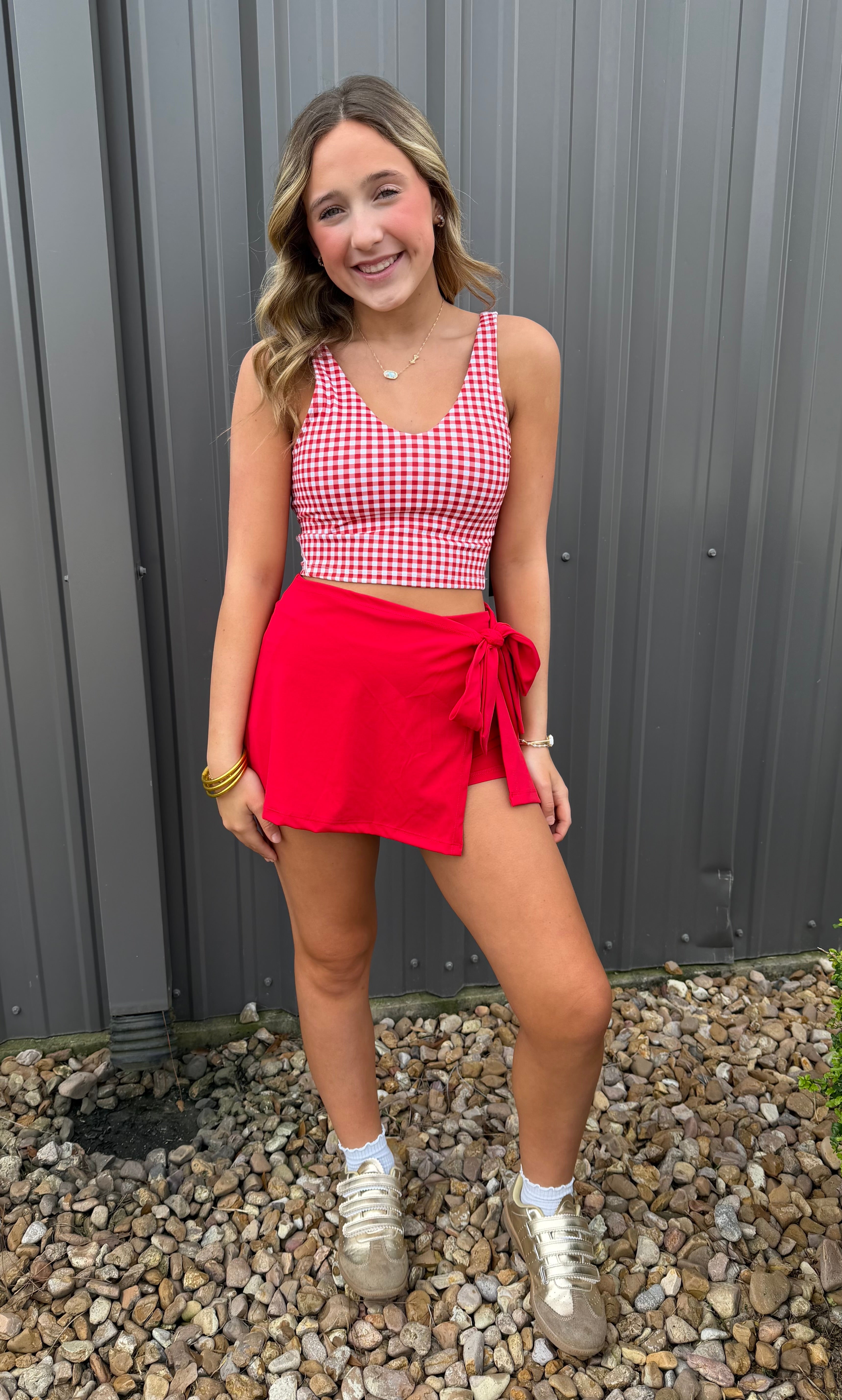 The Red Gingham Align Cropped Tank