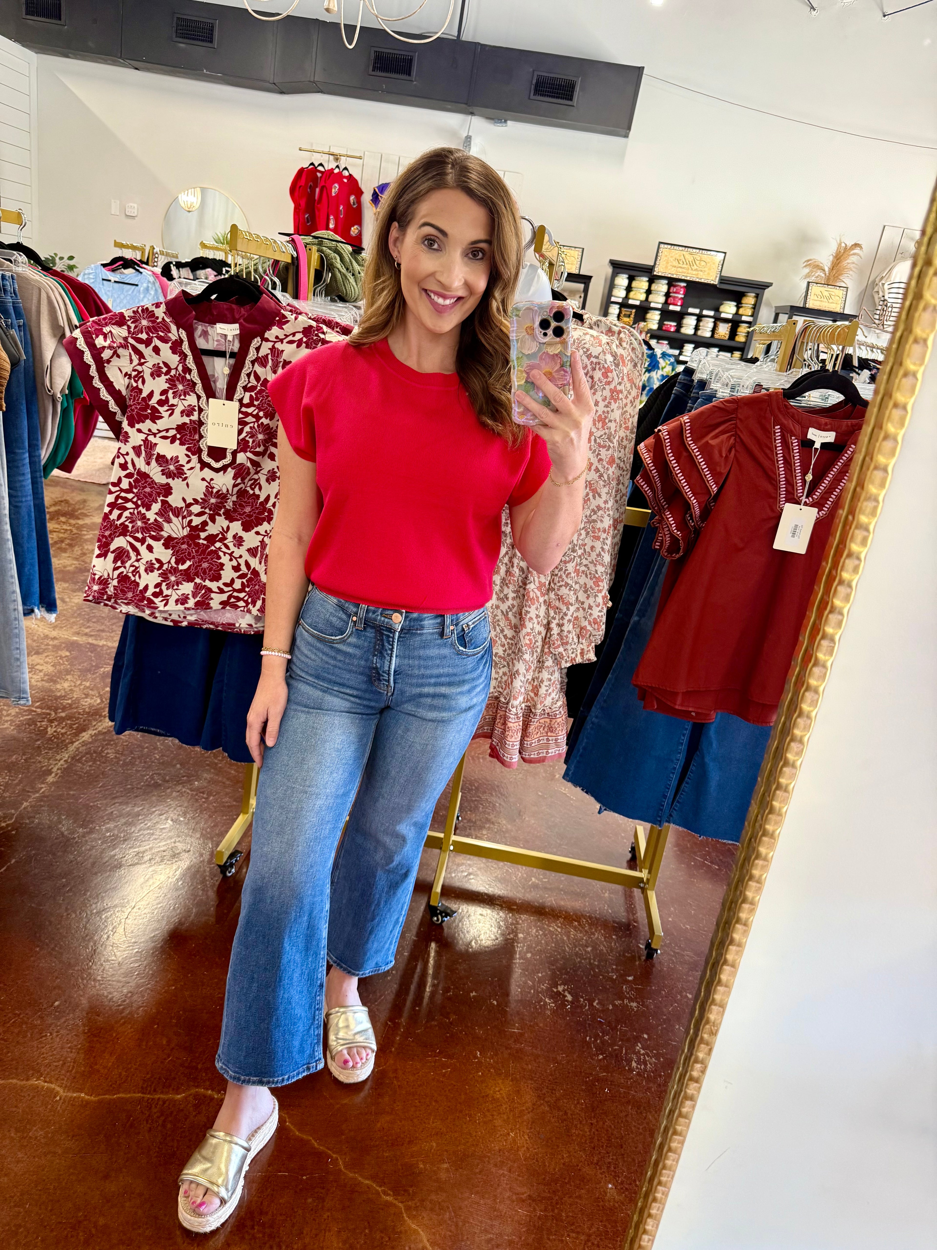 The Risen Dark Mid Rise Crop Wide Leg Jeans