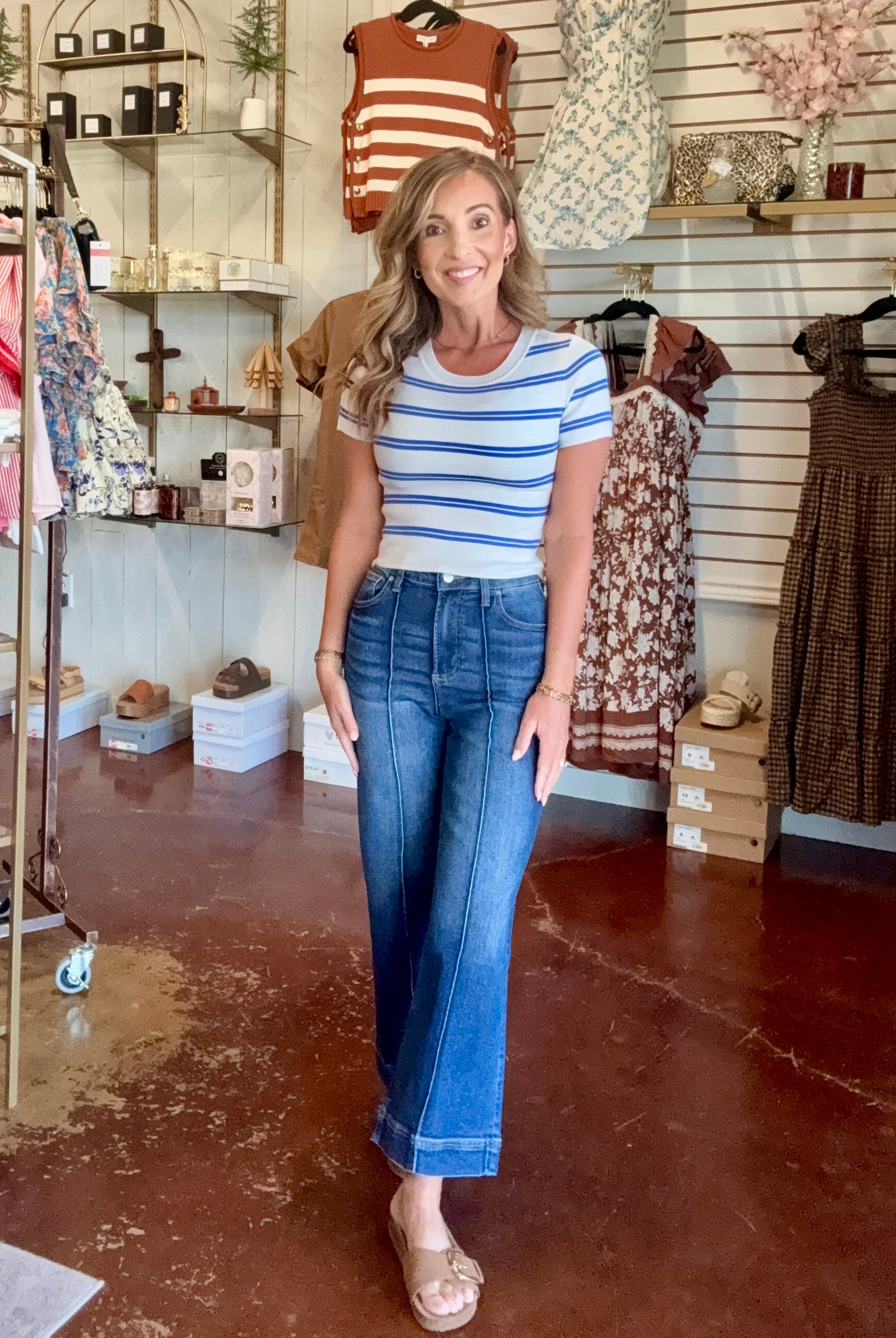 The Dark High Rise Pintuck Denim Jeans