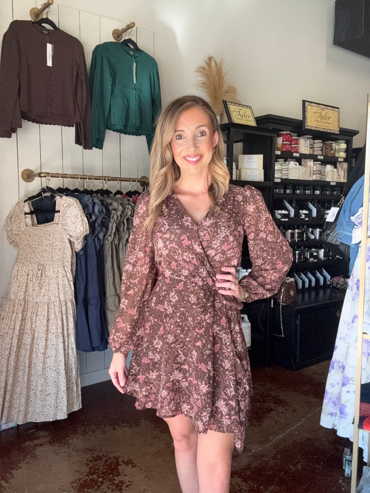 The Floral Paisley Long Sleeve Wrap Mini Dress