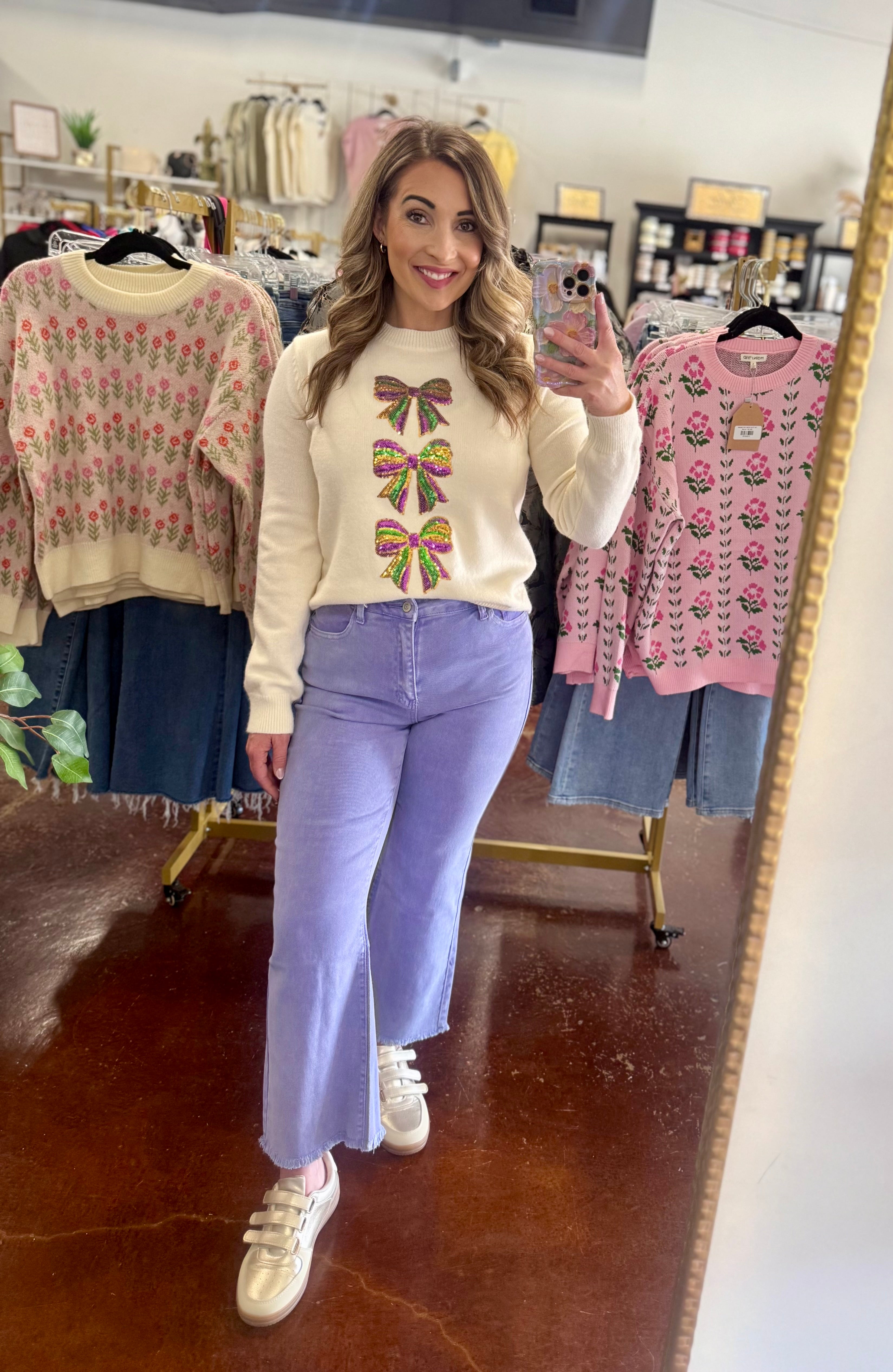 The Lavender High Waisted Frayed Hem Bootcut