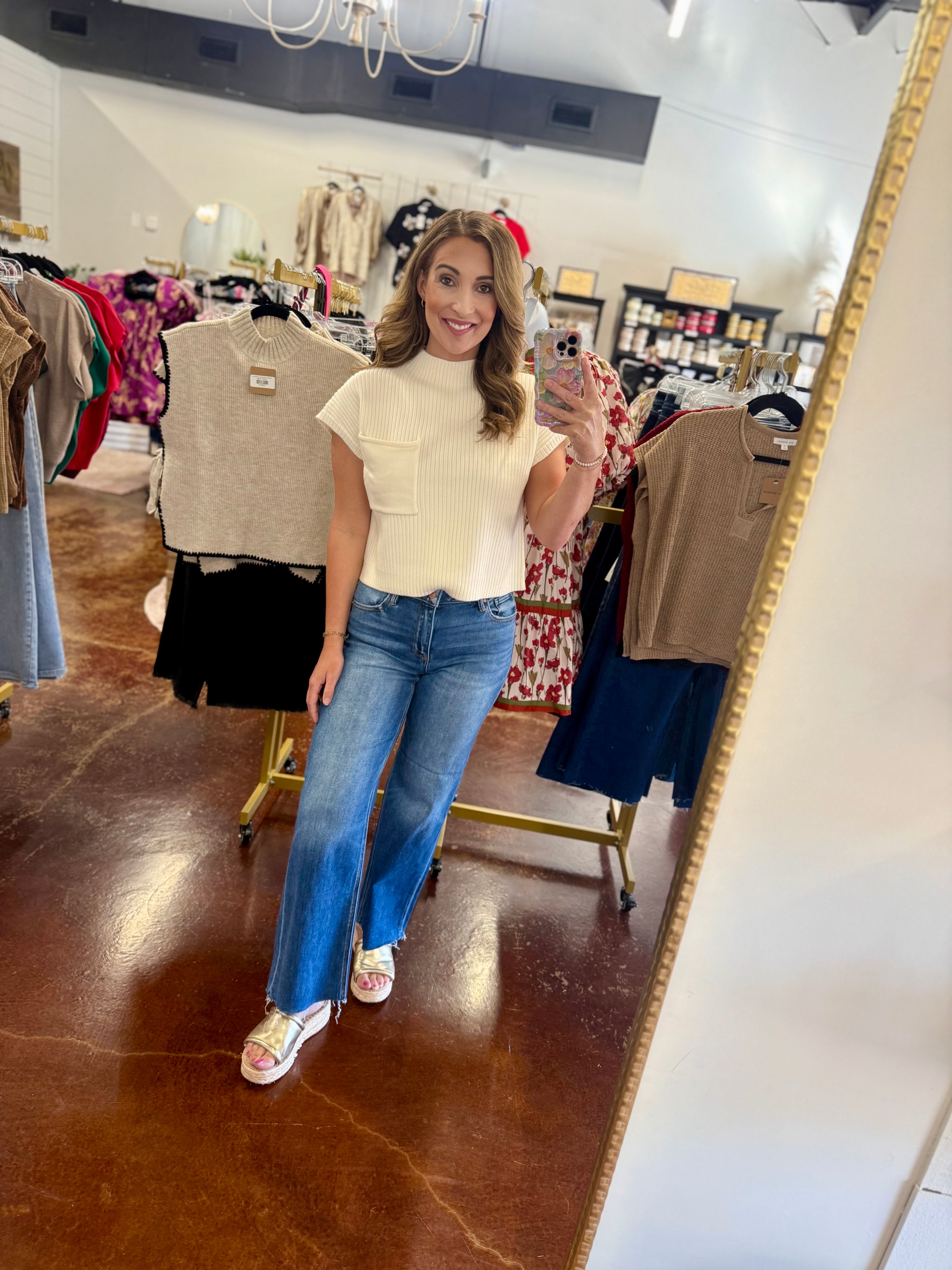 The Risen Mid Rise Straight Clean Cut Hem Jeans