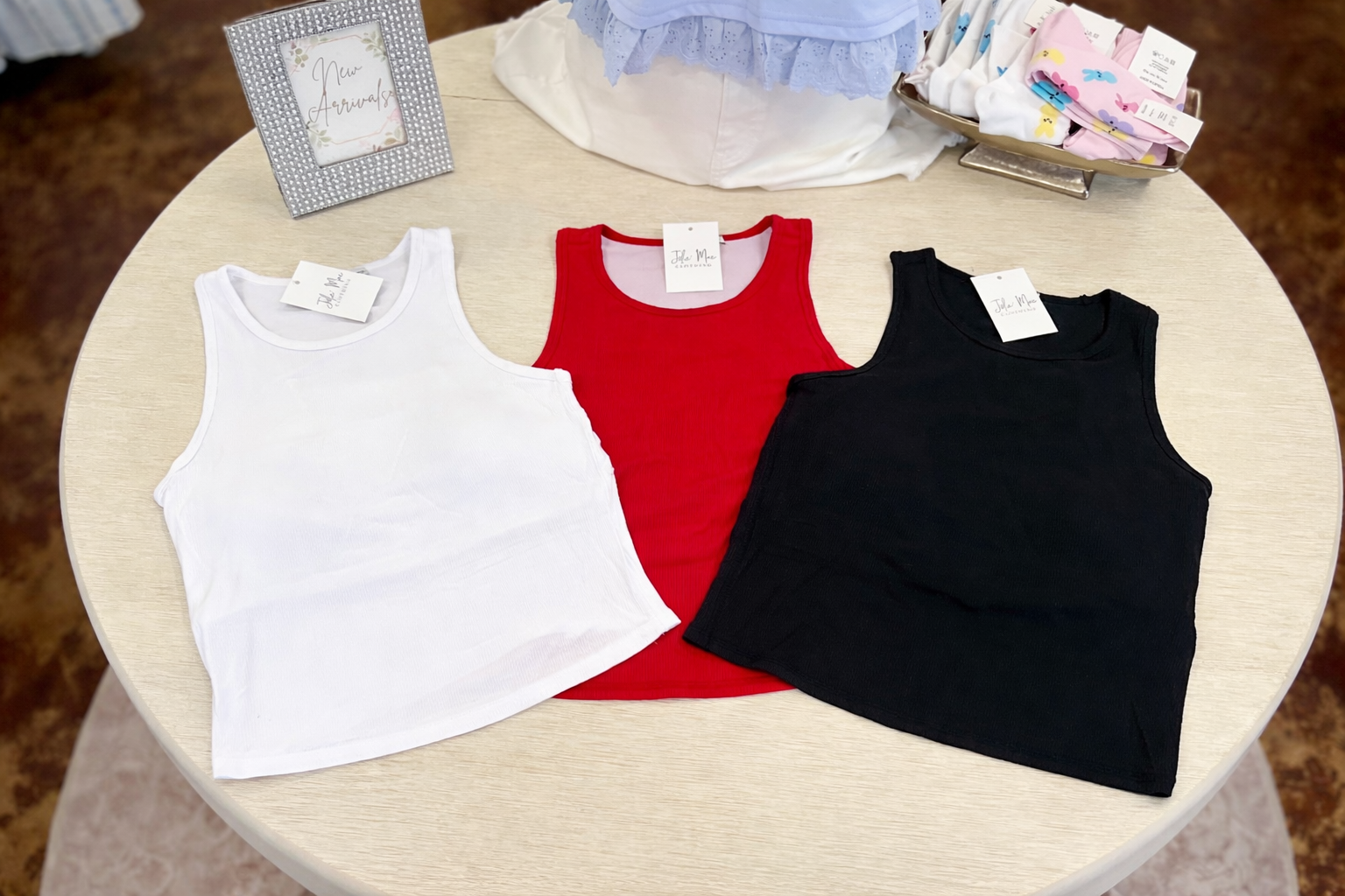 Racer Back Rib Tank Top W Removable Pads