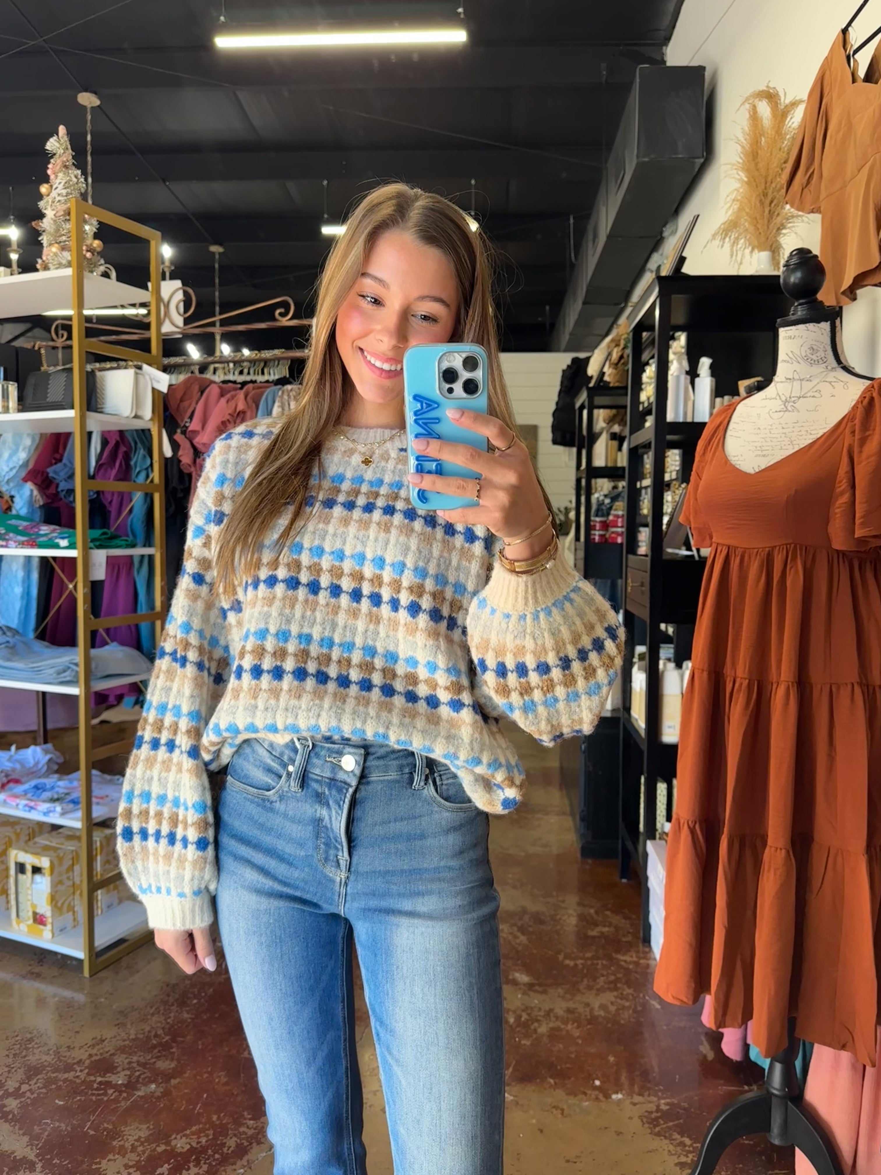 The Blue Multi Sweater Top