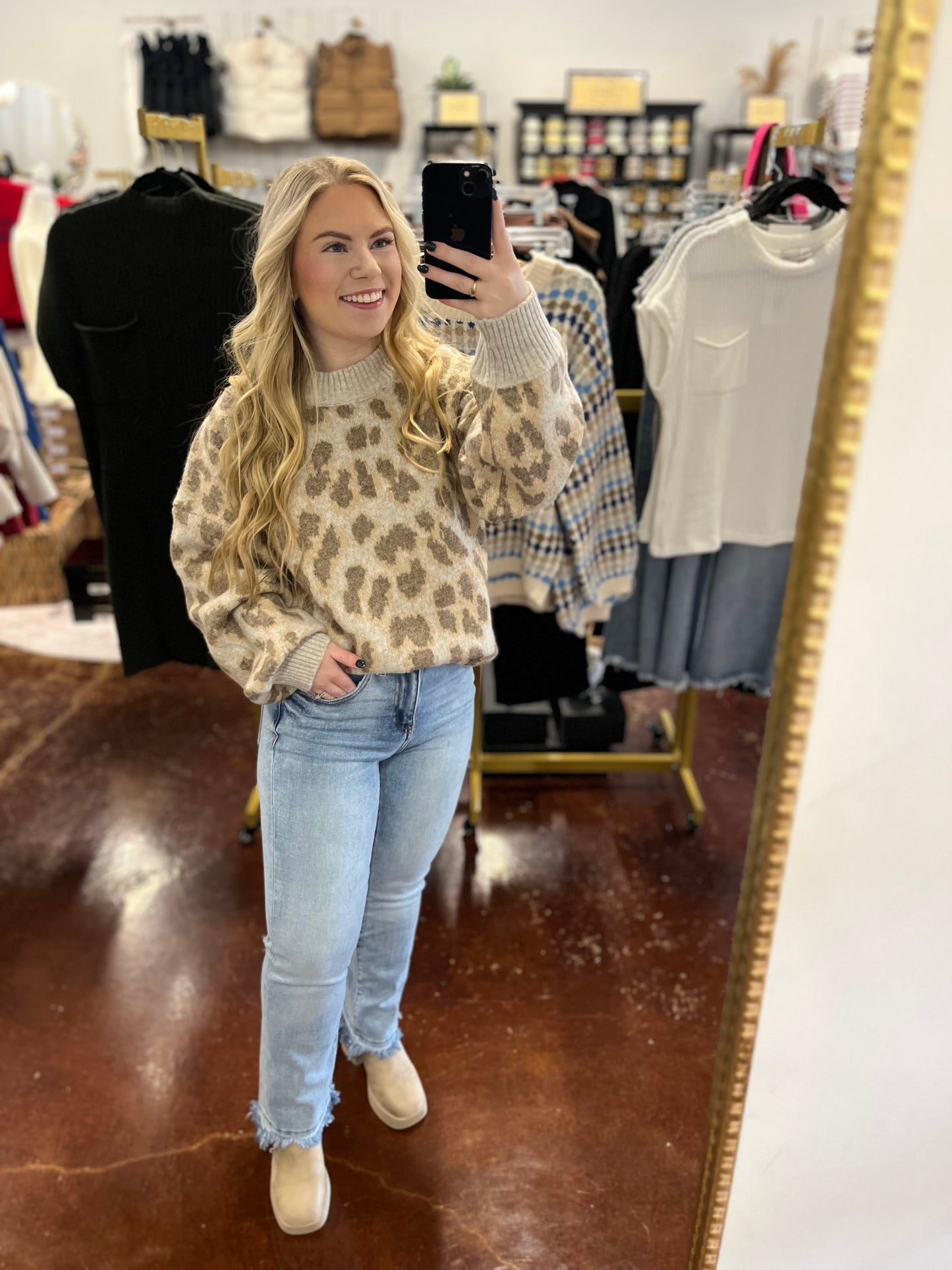 The Cozy Leopard Sweater Top