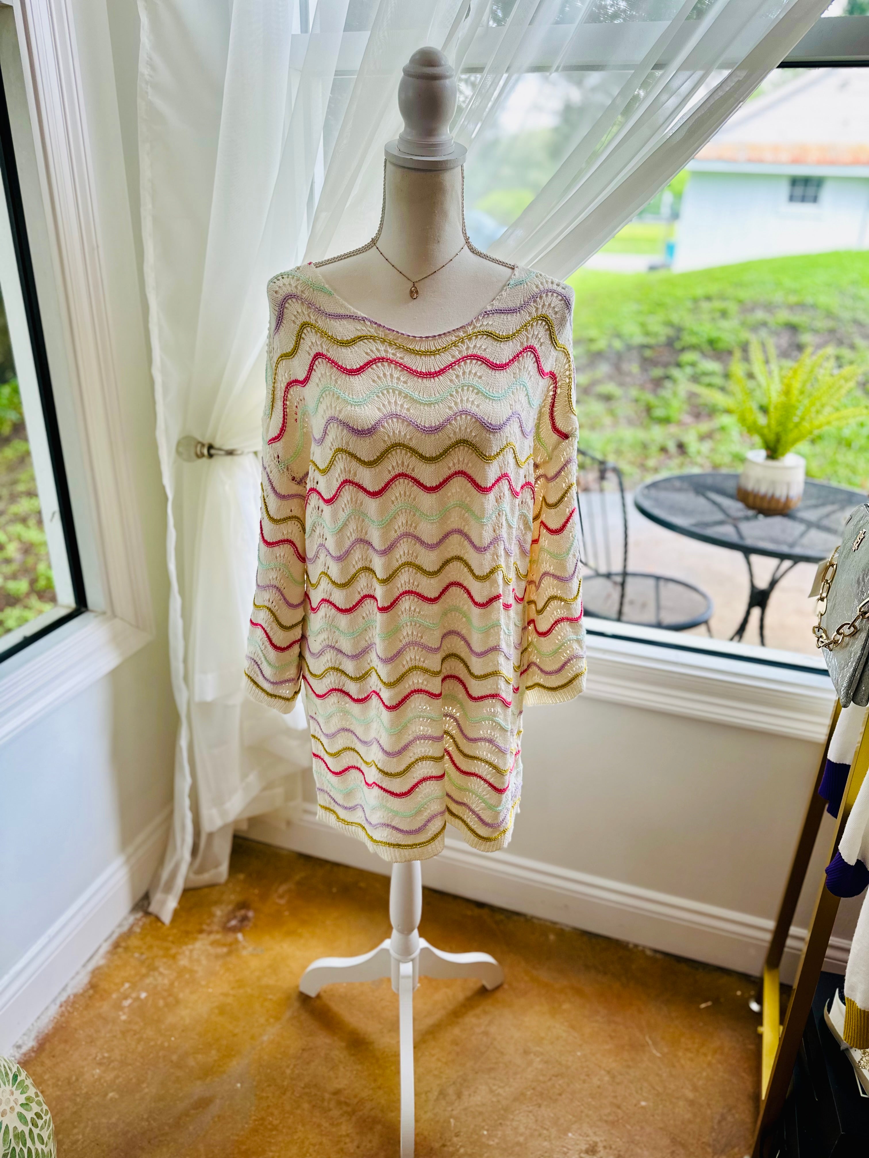 Multi Color Bell Sleeve Cover Up