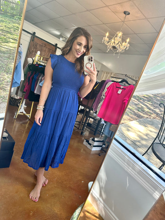 Royal Blue Linen Dress